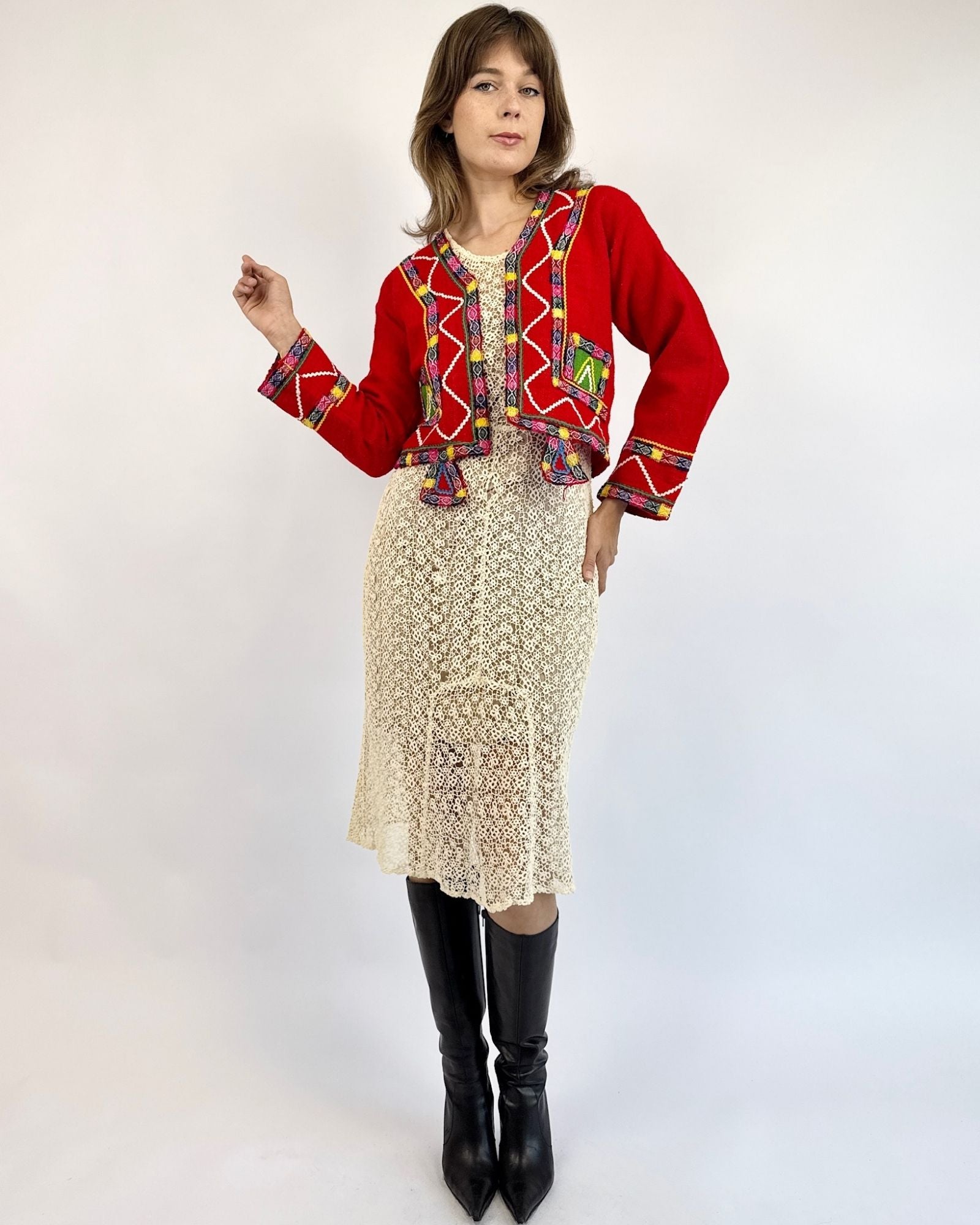 Bolivian Colorful Moments Folk Art Jacket