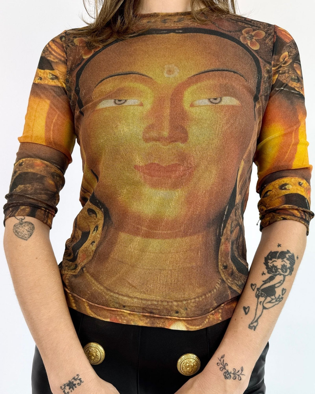 Vivienne Tam Golden Buddha Mesh Top