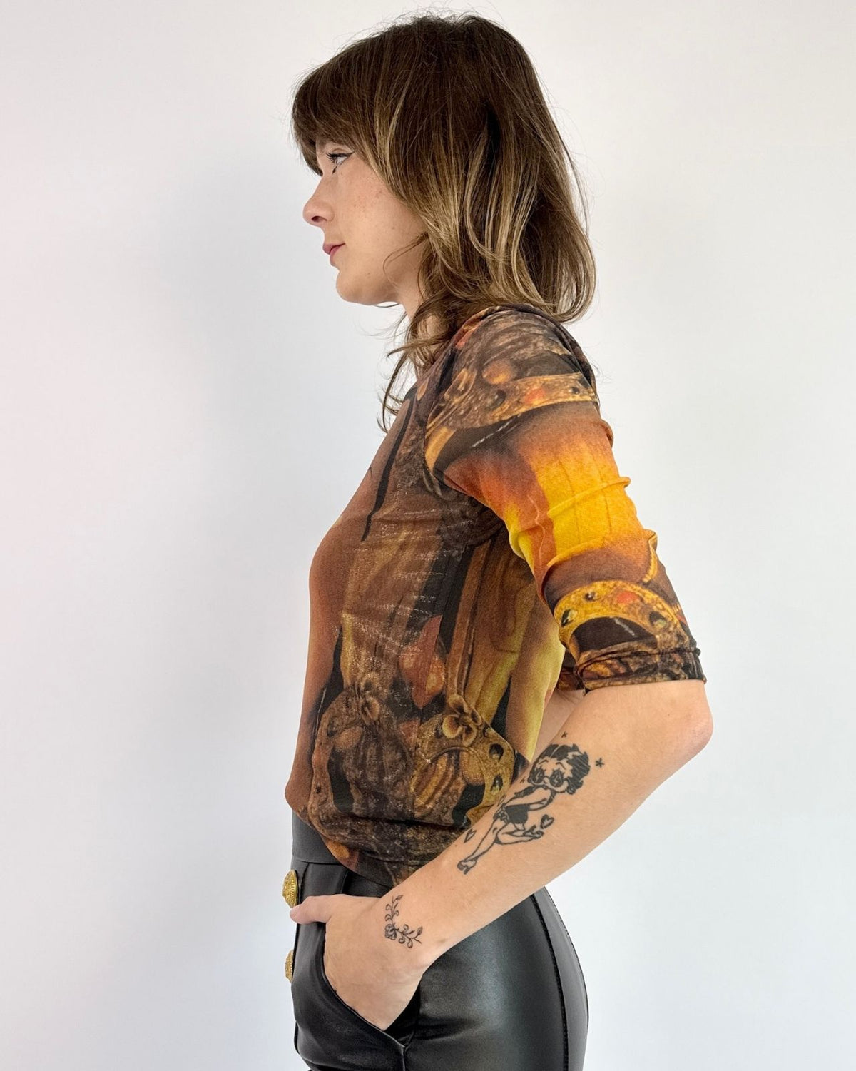 Vivienne Tam Golden Buddha Mesh Top