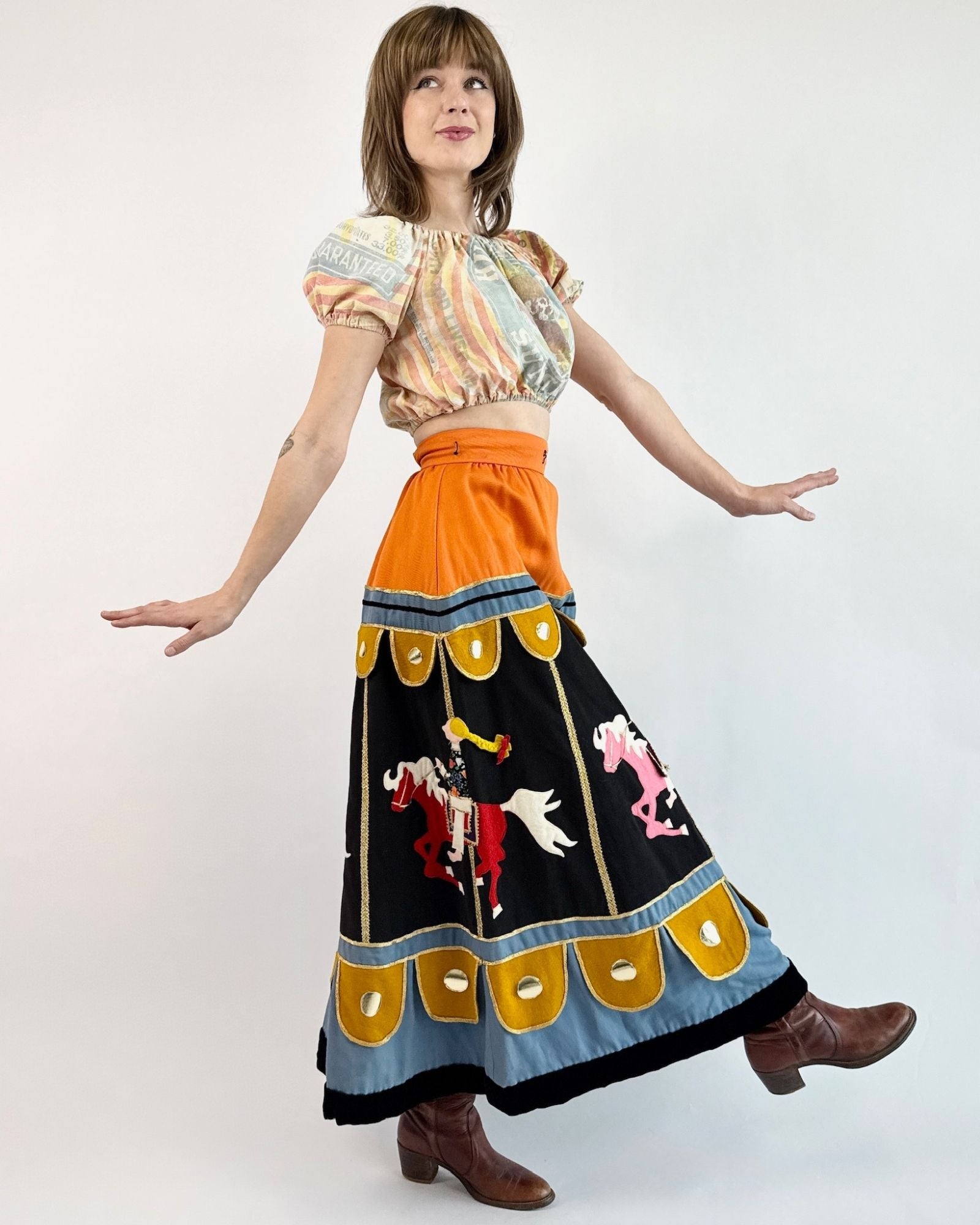 Michael Starr Round We Go Felt Carousel Skirt