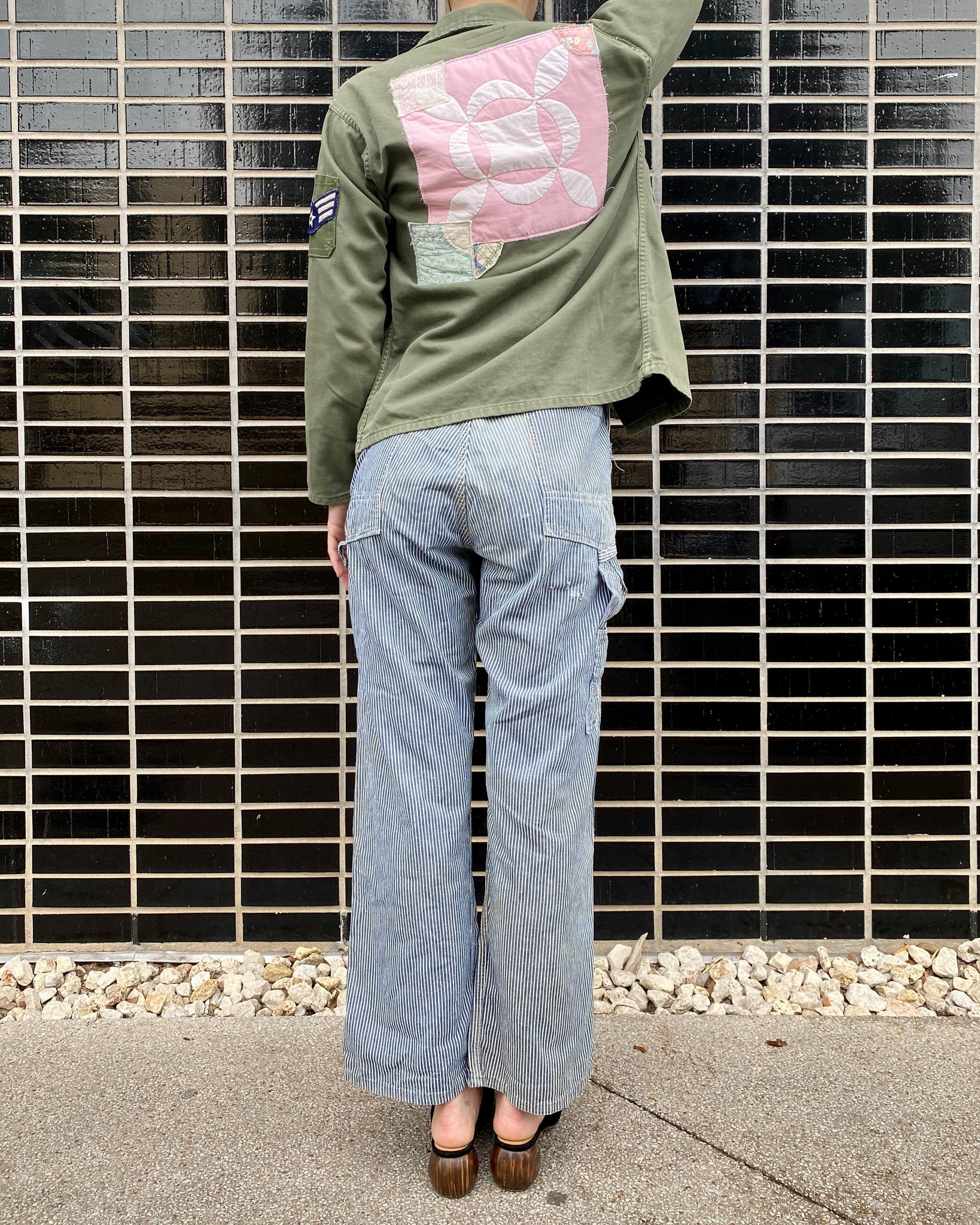 Pink Bear Patched Fatigue Jacket