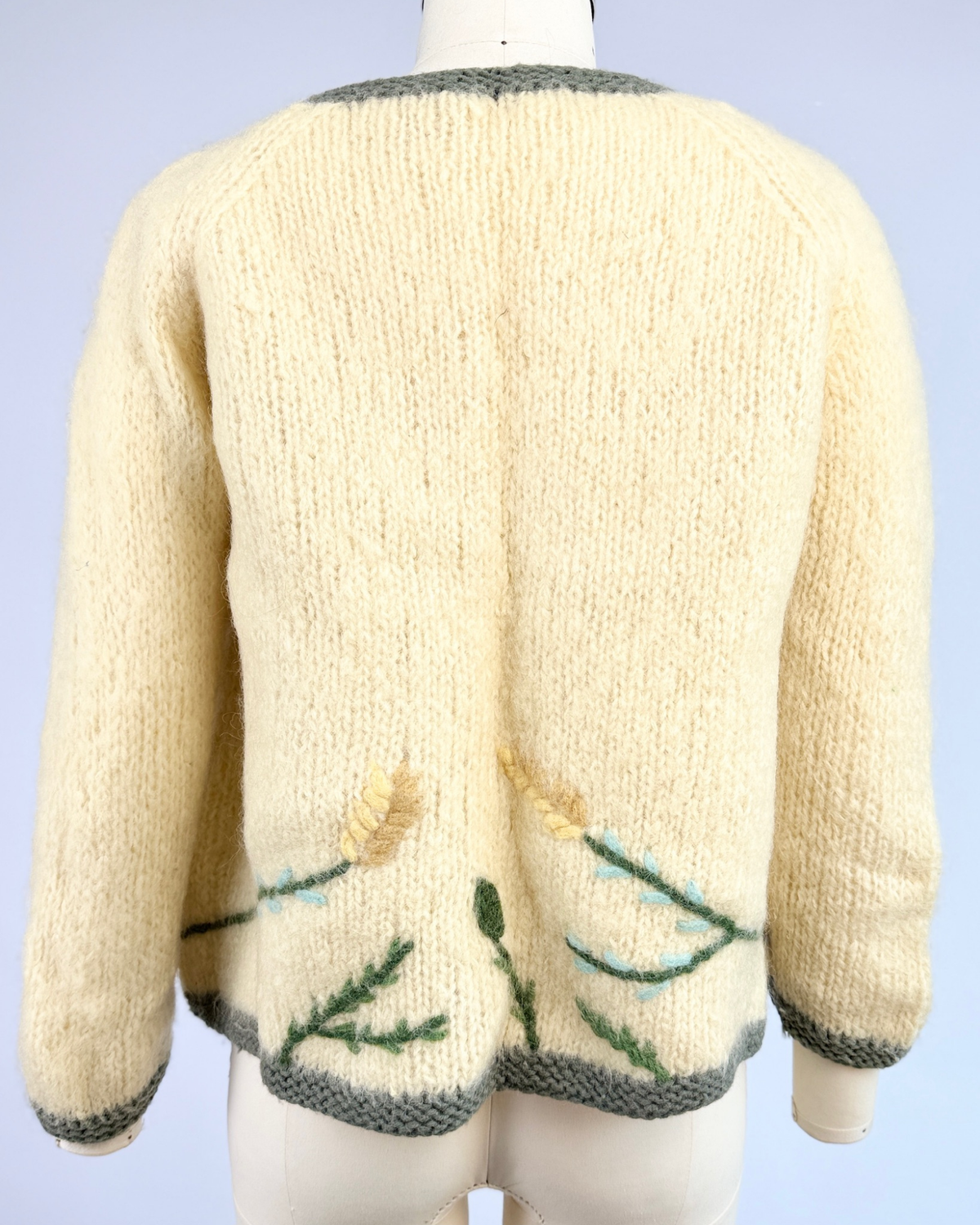 Cream Italian Mohair Garden Embroidered Cardigan