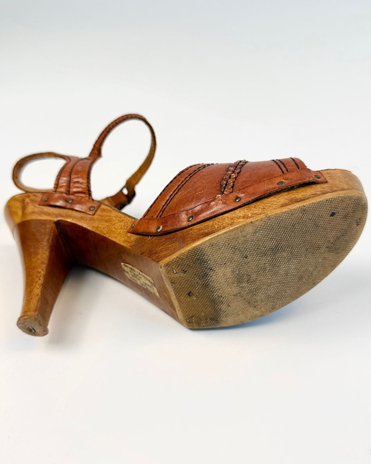 Leather Wooden Platform Sandals