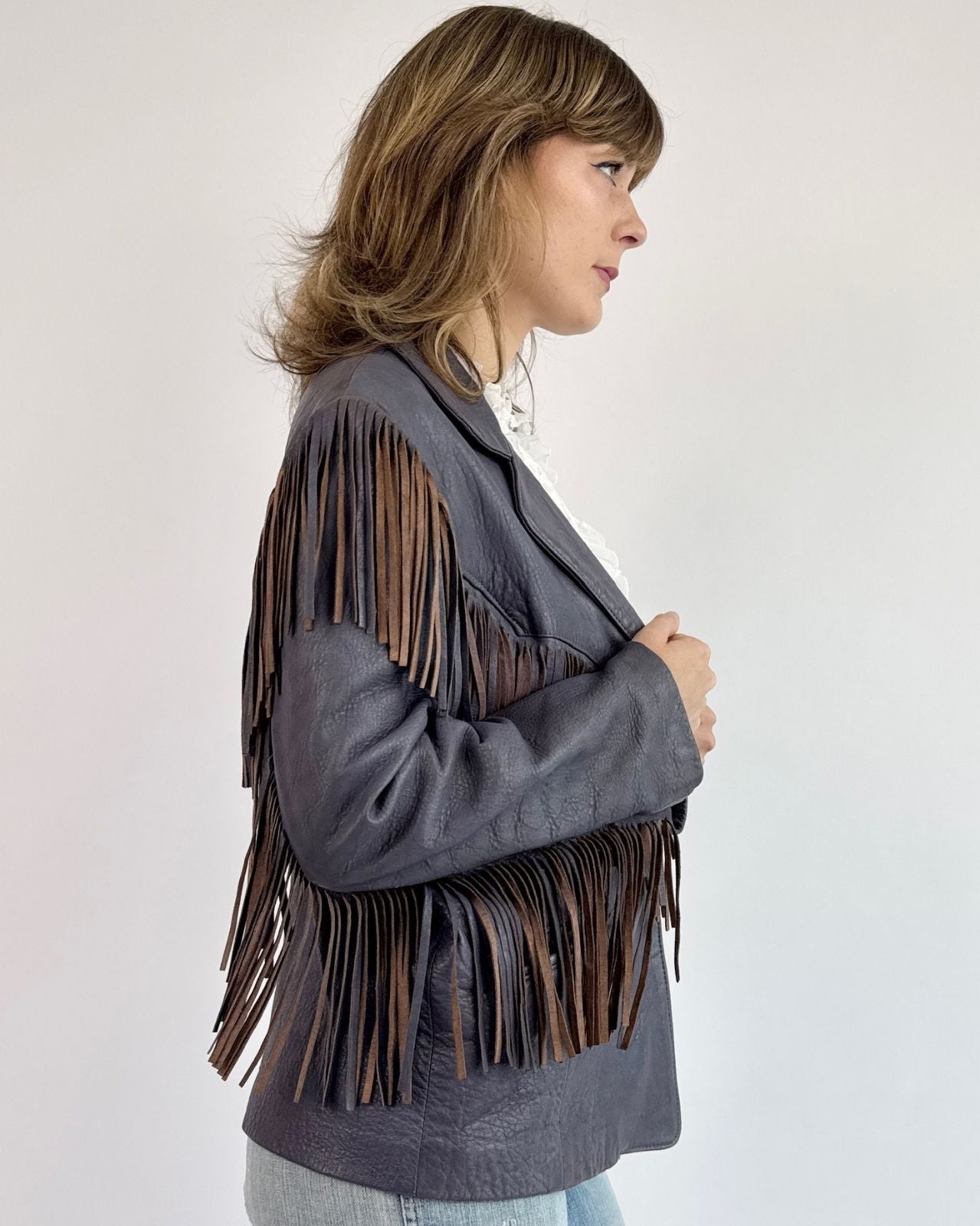 Purple Rain Fringe Leather Jacket