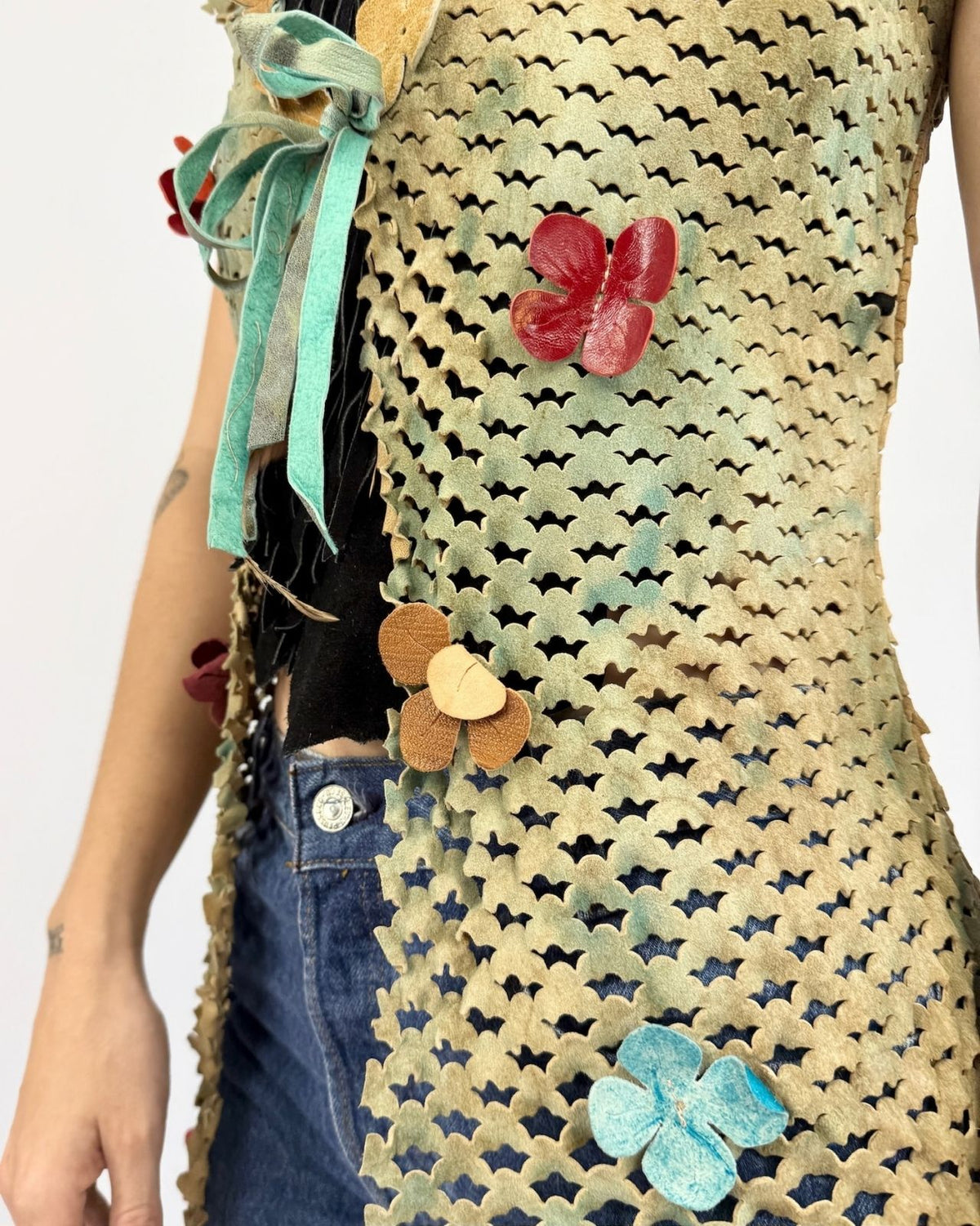 Save The Queen Aquamarine Appliqué Vest