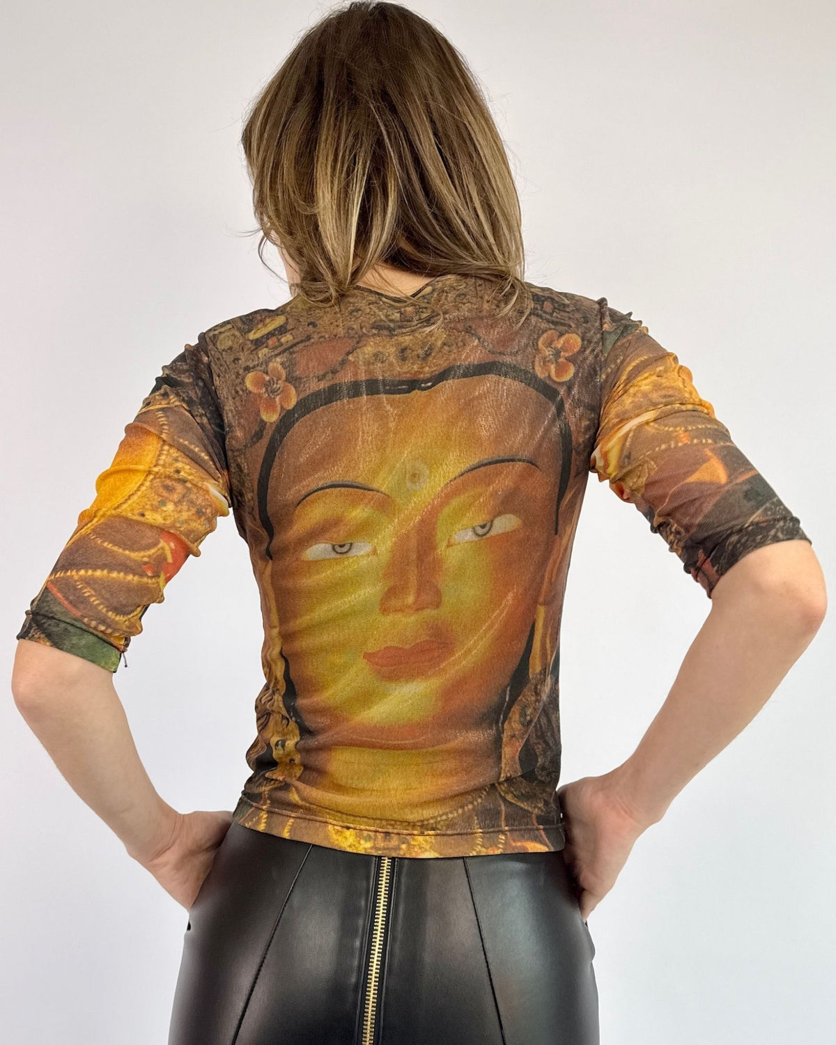 Vivienne Tam Golden Buddha Mesh Top