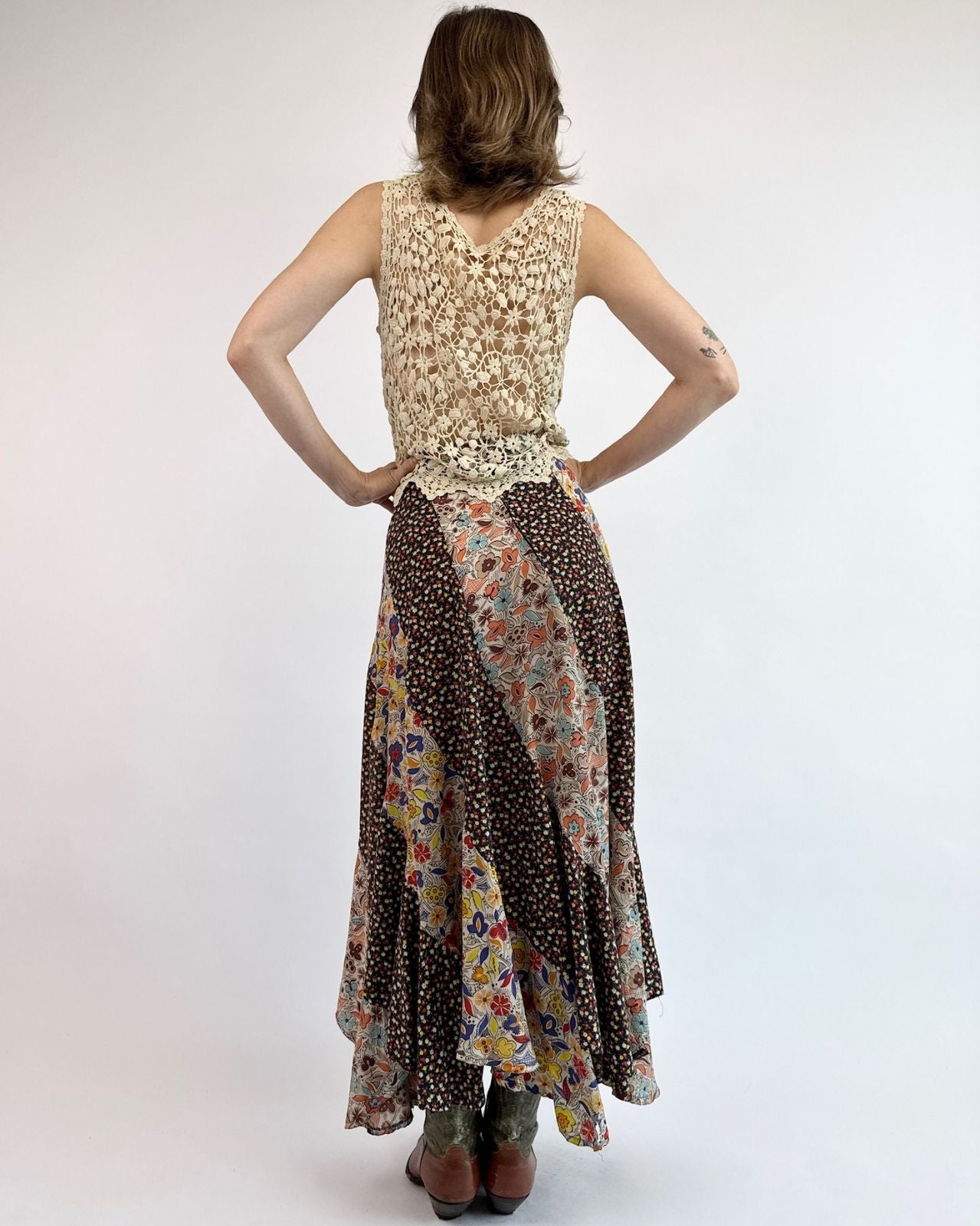 1970s Petals Path Handkerchief Skirt