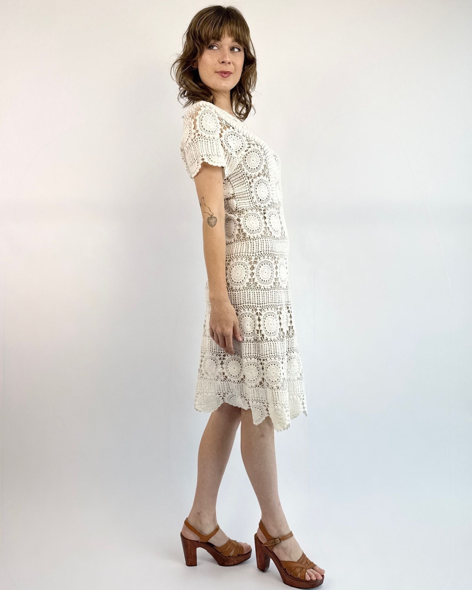 Doily Daze White Crochet Dress