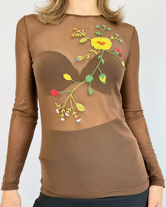 Vivienne Tam Mesh of Petals Embroidered Top
