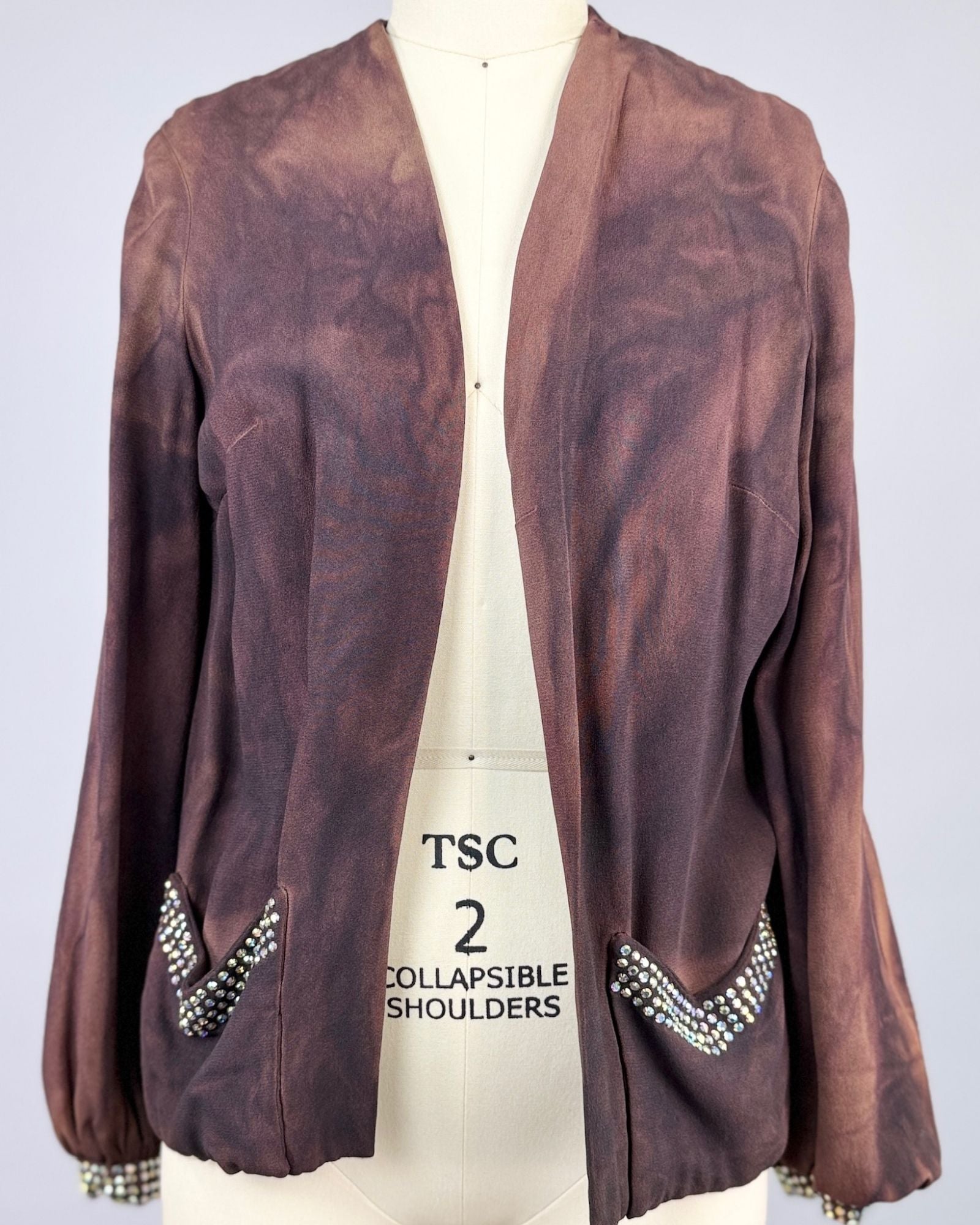 Overdyed Rhinestone Draped Jacket