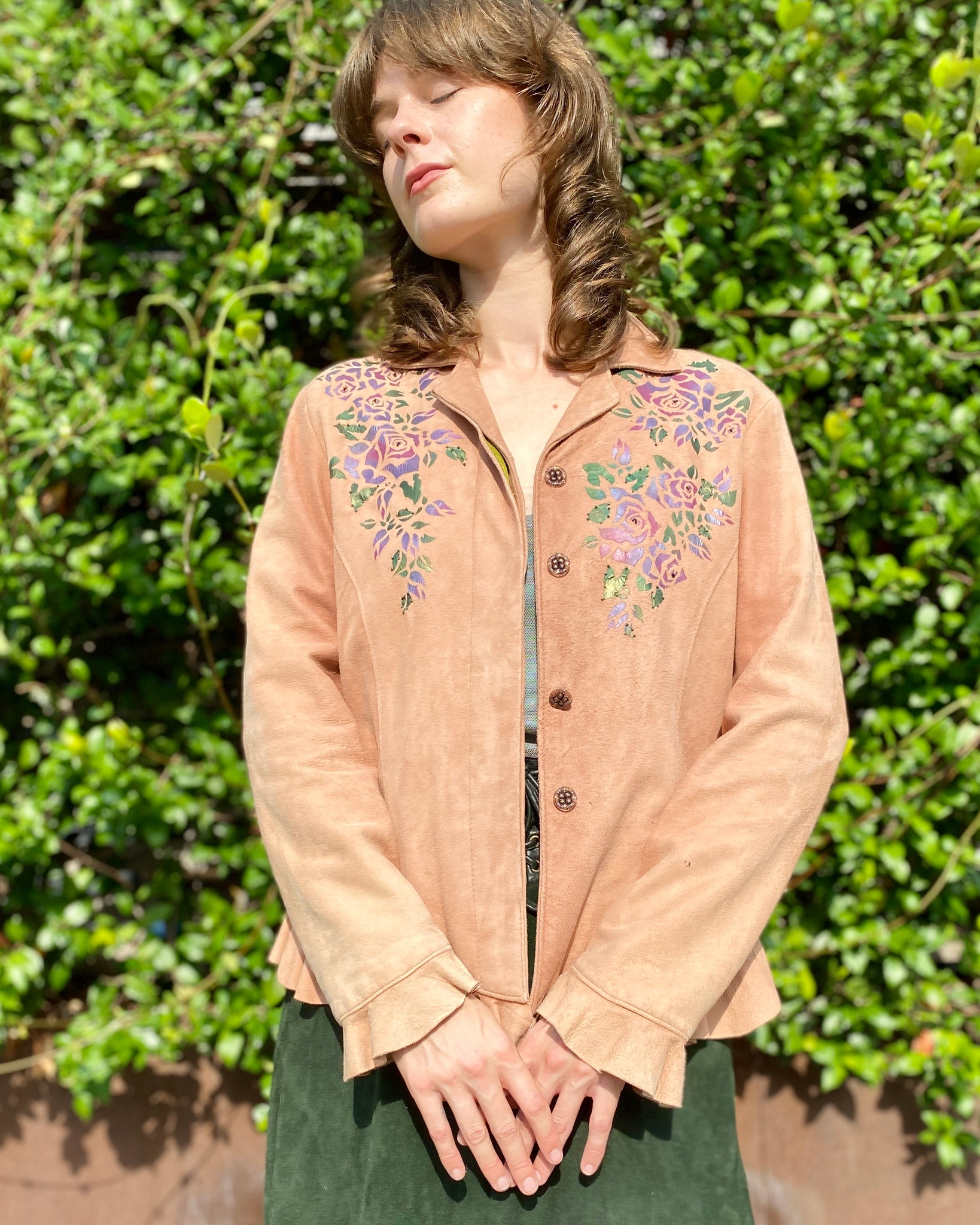 Summer Jewel Mauve Hand Painted Suede Jacket