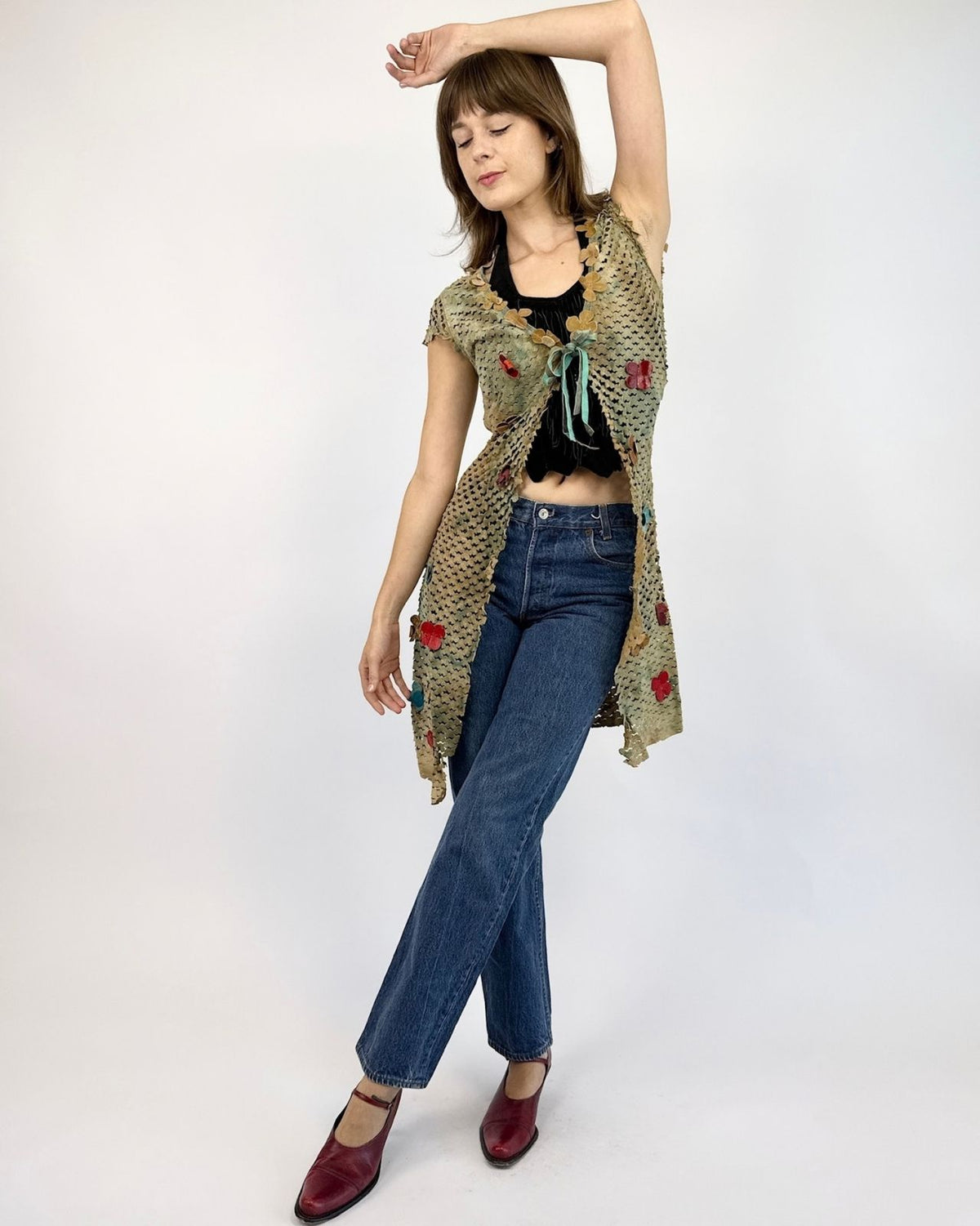 Save The Queen Aquamarine Appliqué Vest