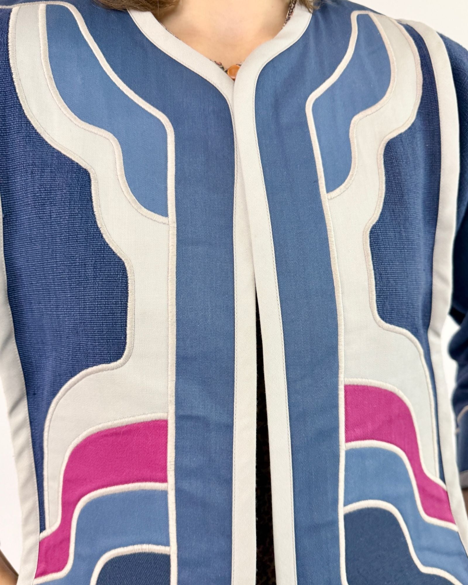 70s Tuesday Blues Patchwork Jacket