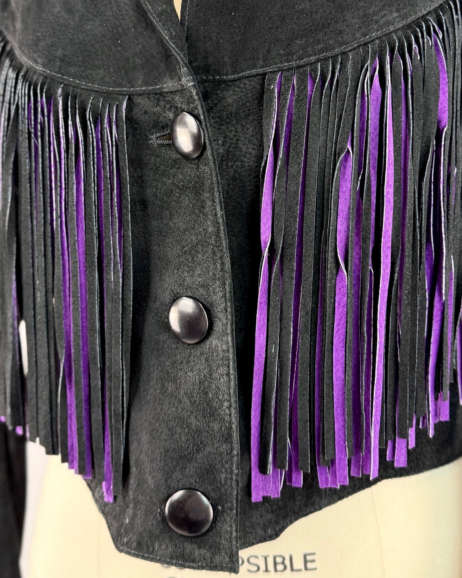 Black Purple Fringe Cropped Jacket
