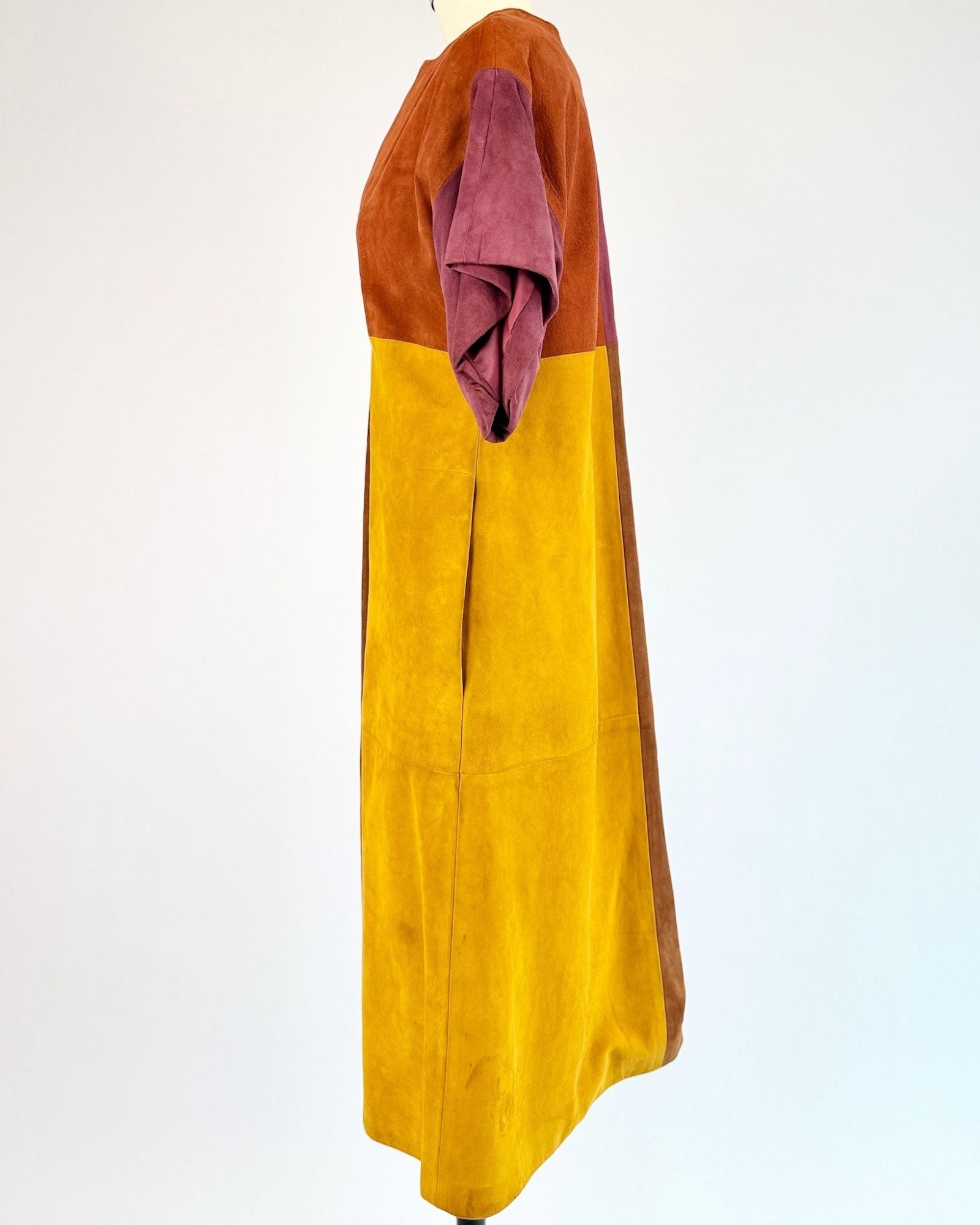 1960s Suede Color Block Dress
