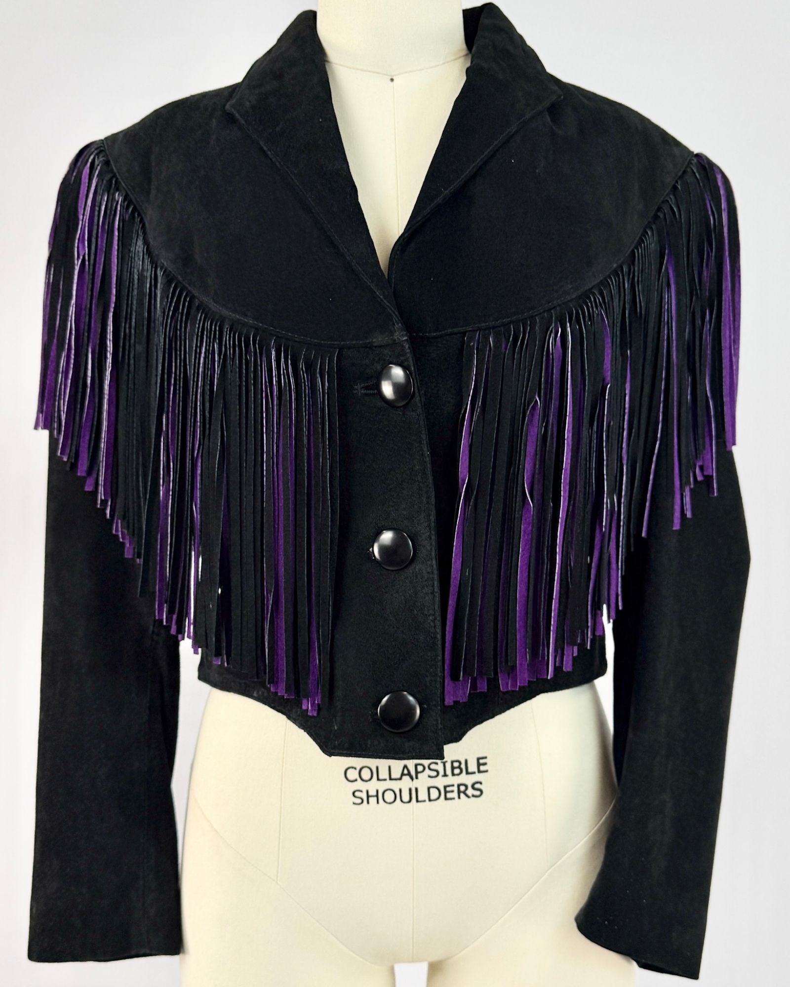 Black Purple Fringe Cropped Jacket