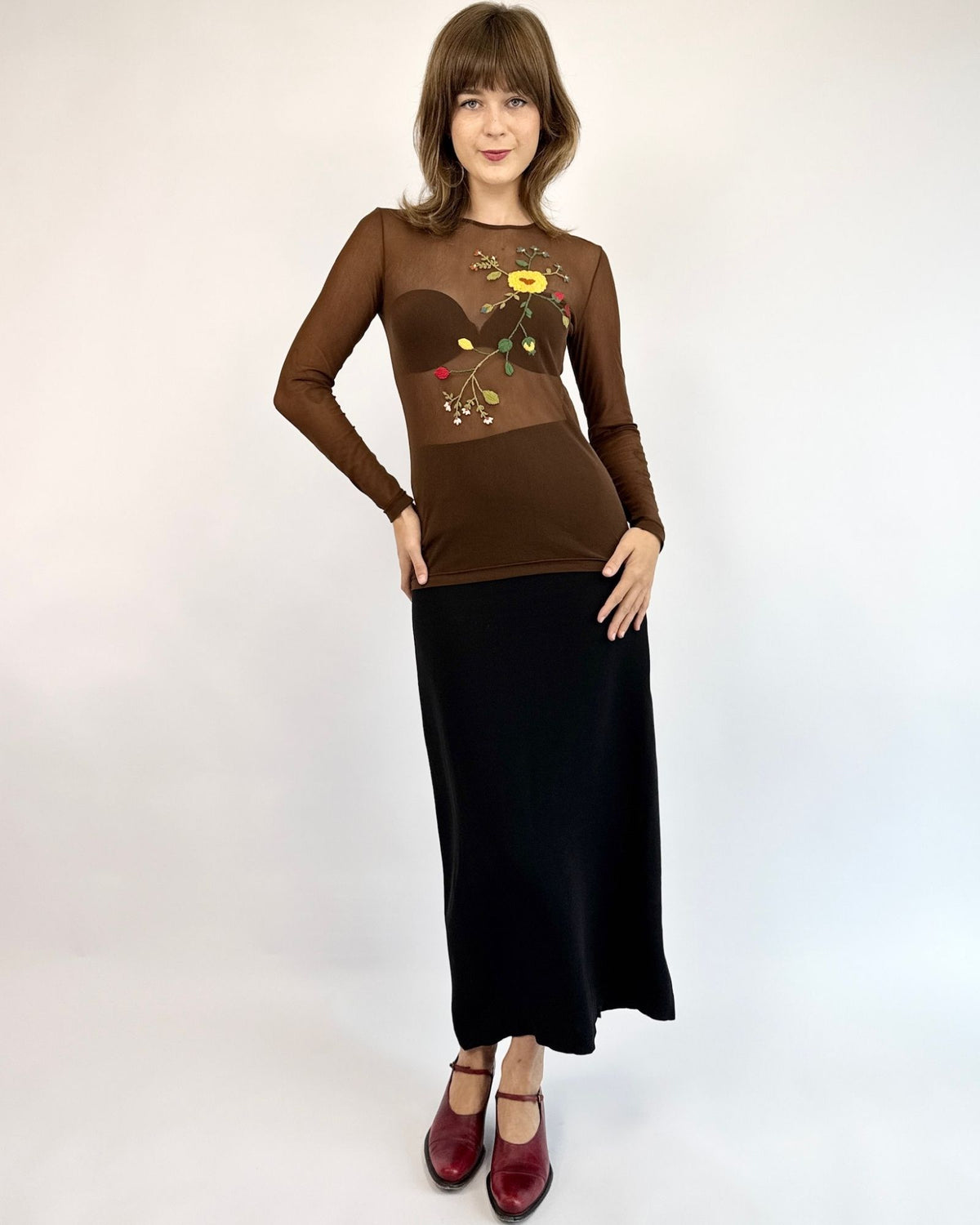 Vivienne Tam Mesh of Petals Embroidered Top