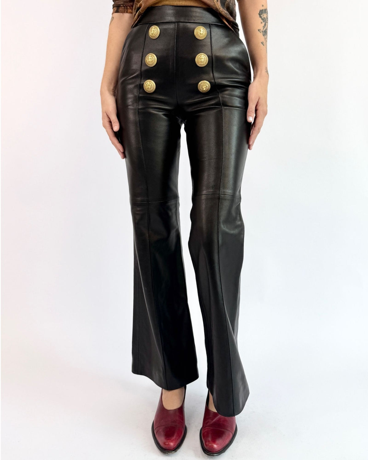 Balmain Paint It Black Leather Pants