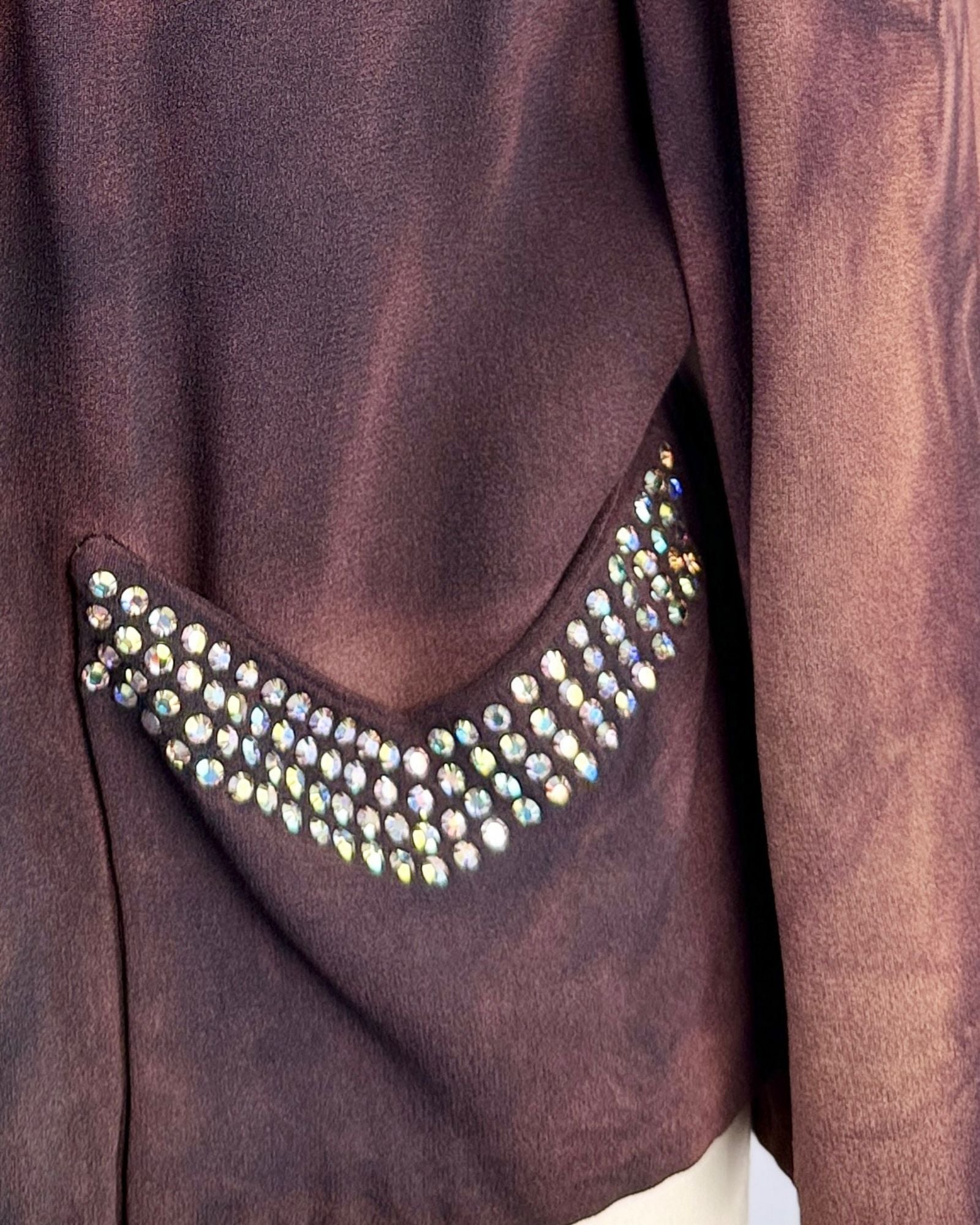 Overdyed Rhinestone Draped Jacket