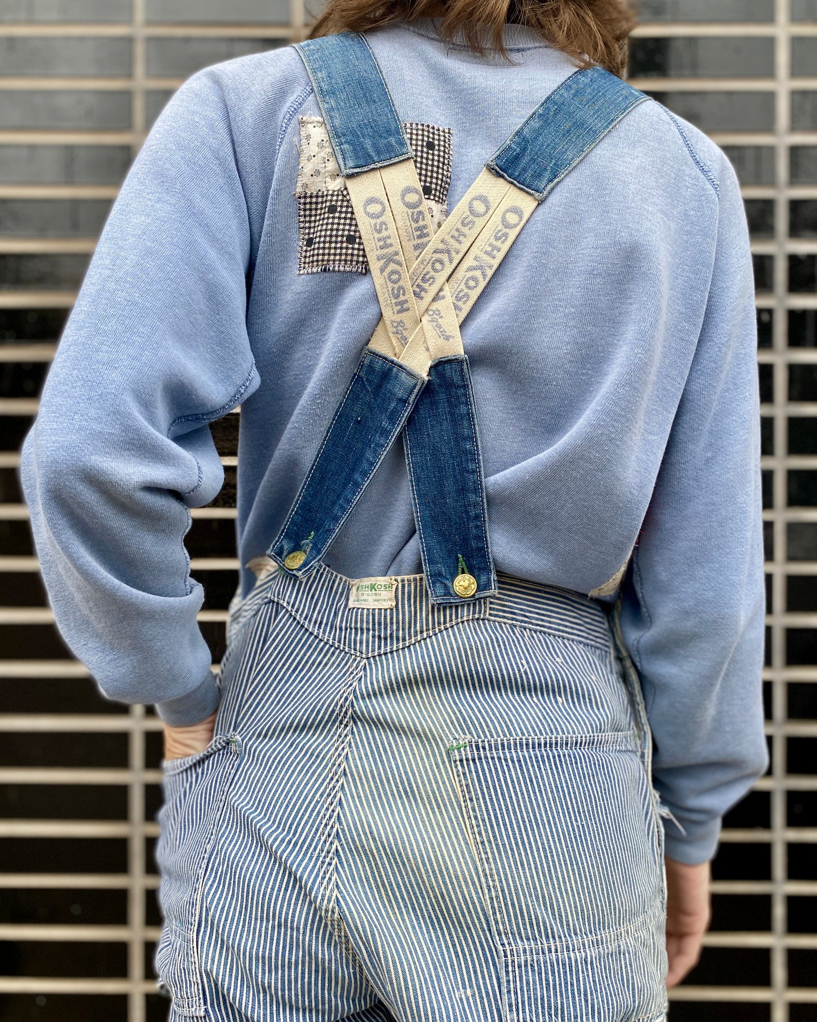 Baby Blue Patched OshKosh Overalls