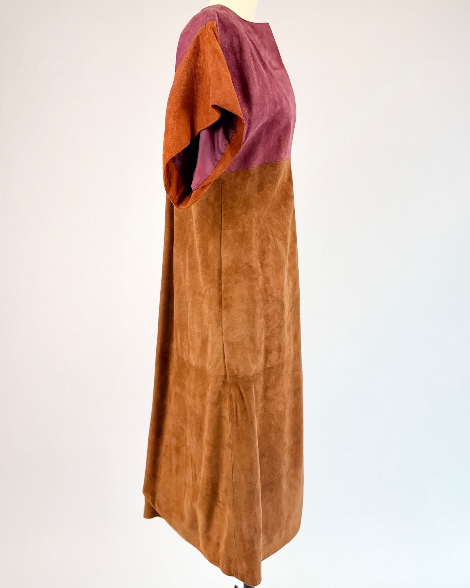 1960s Suede Color Block Dress