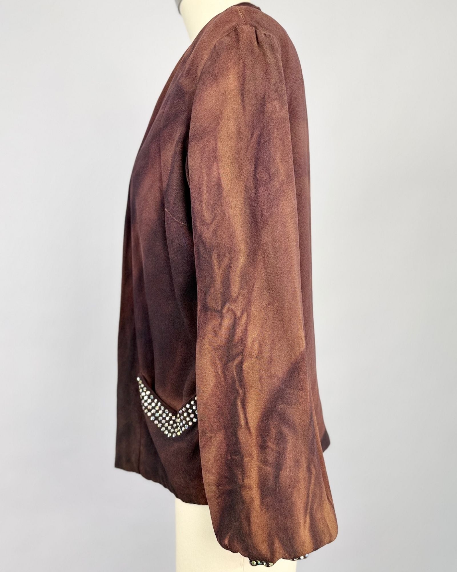 Overdyed Rhinestone Draped Jacket