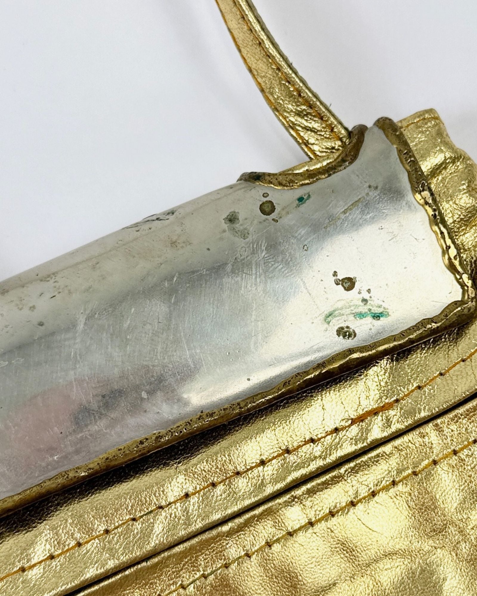 80s Gold Brutalist Crystal Bag