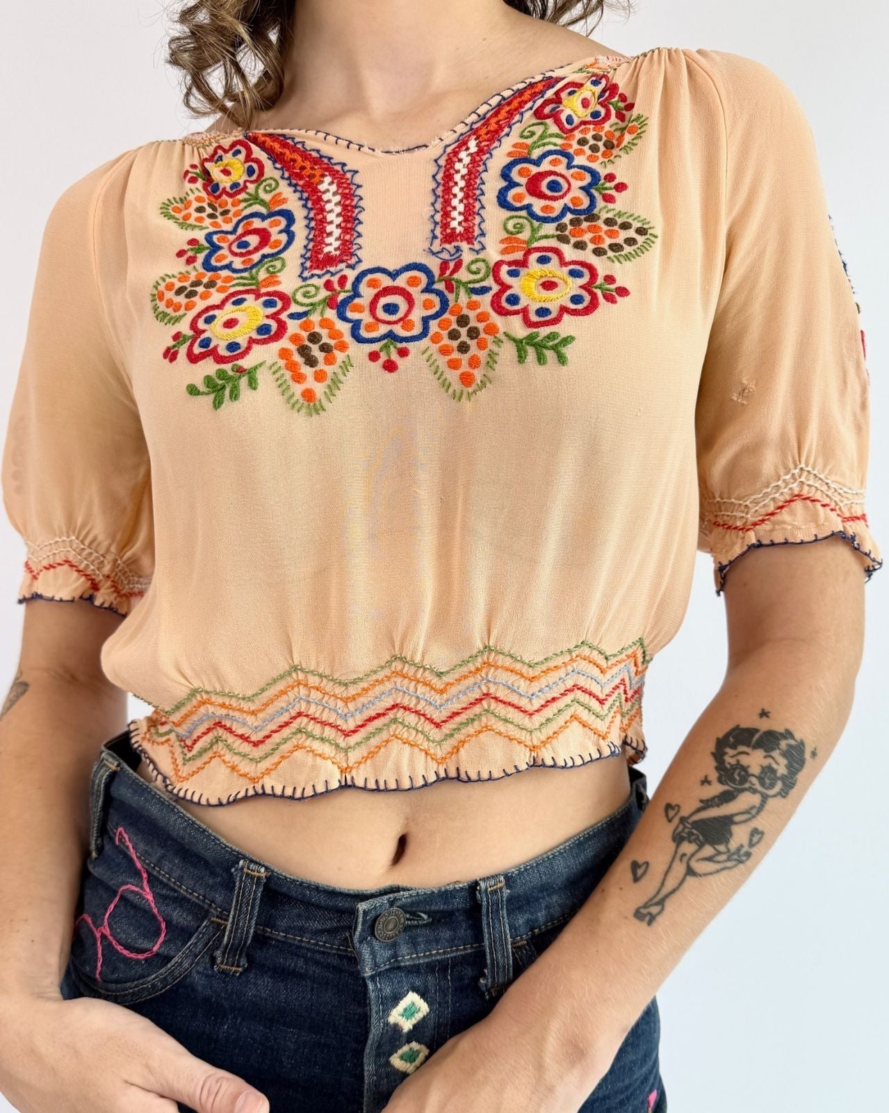1940s Sunset Stories Folk Blouse