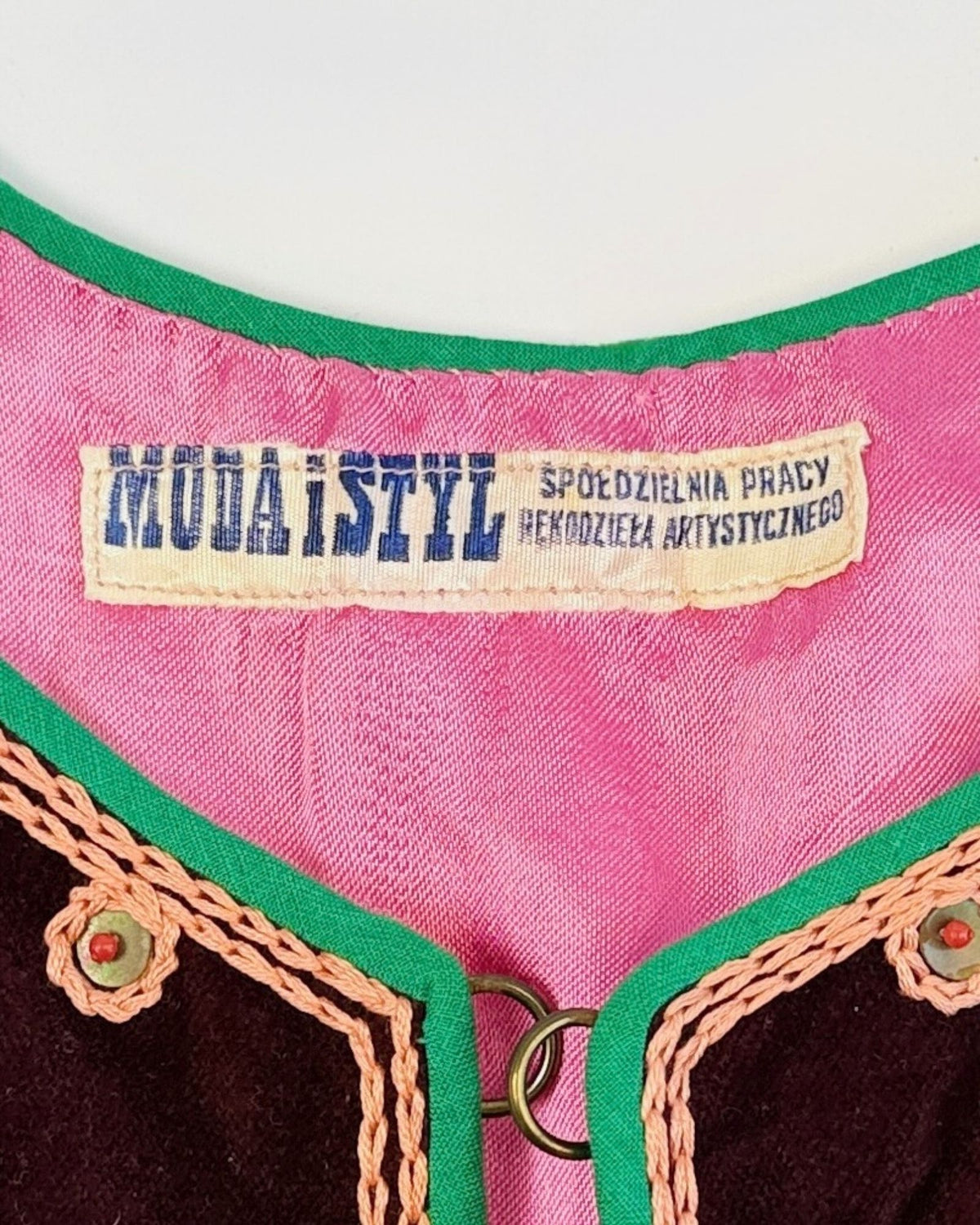 Burgundy Polish Velvet Folk Art Vest