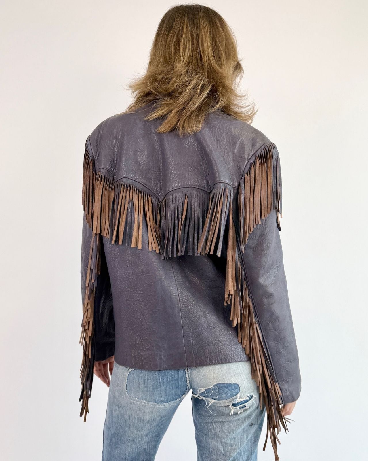Purple Rain Fringe Leather Jacket