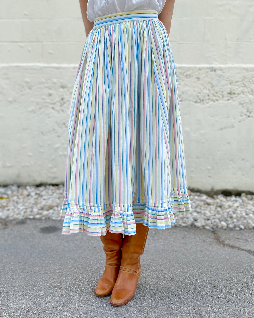 Cotton Candy Laura Ashley Pastel Striped Skirt
