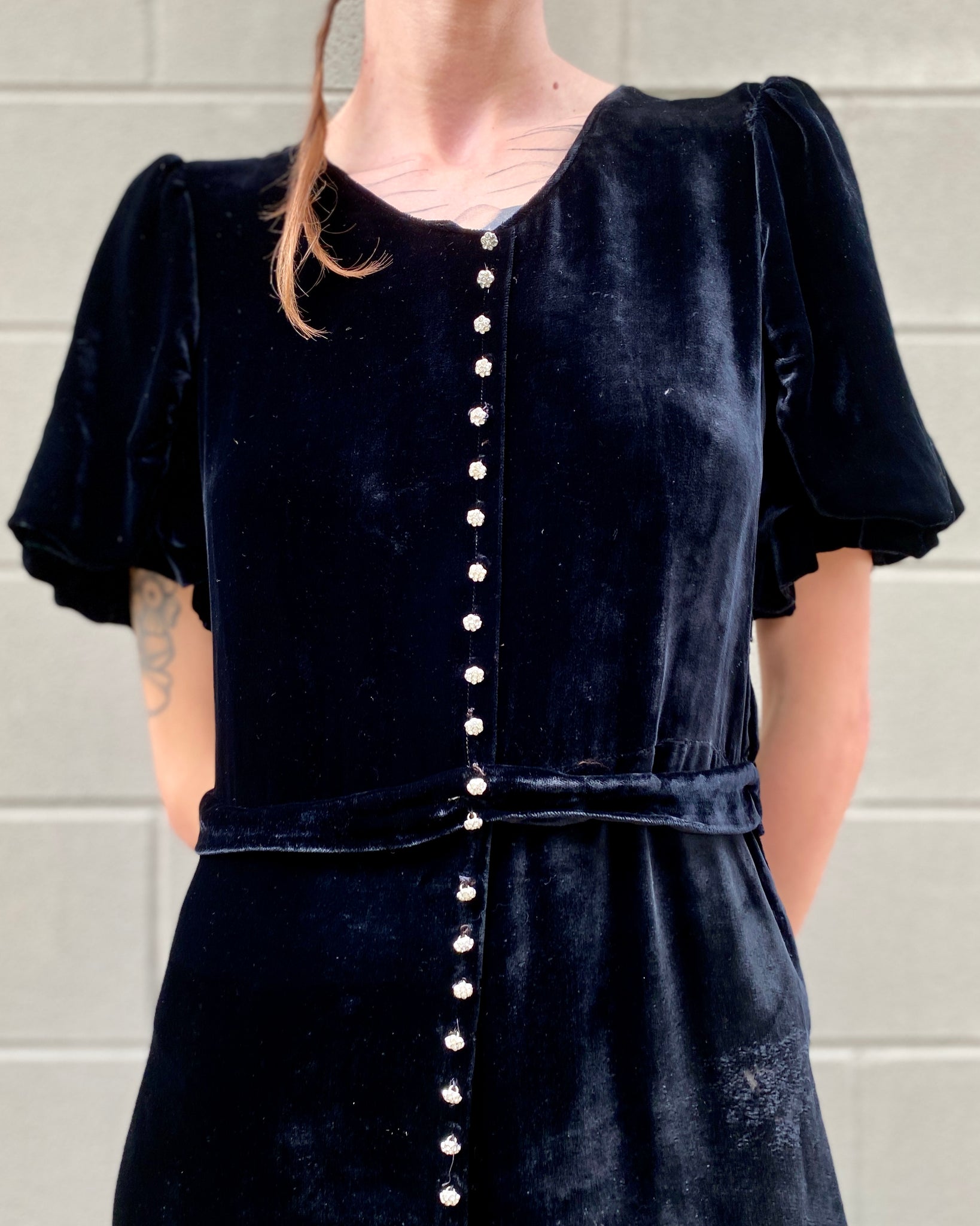 Midnight 30's Black Silk Velvet Maxi