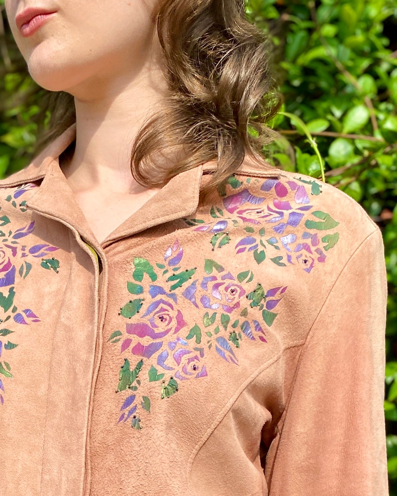 Summer Jewel Mauve Hand Painted Suede Jacket