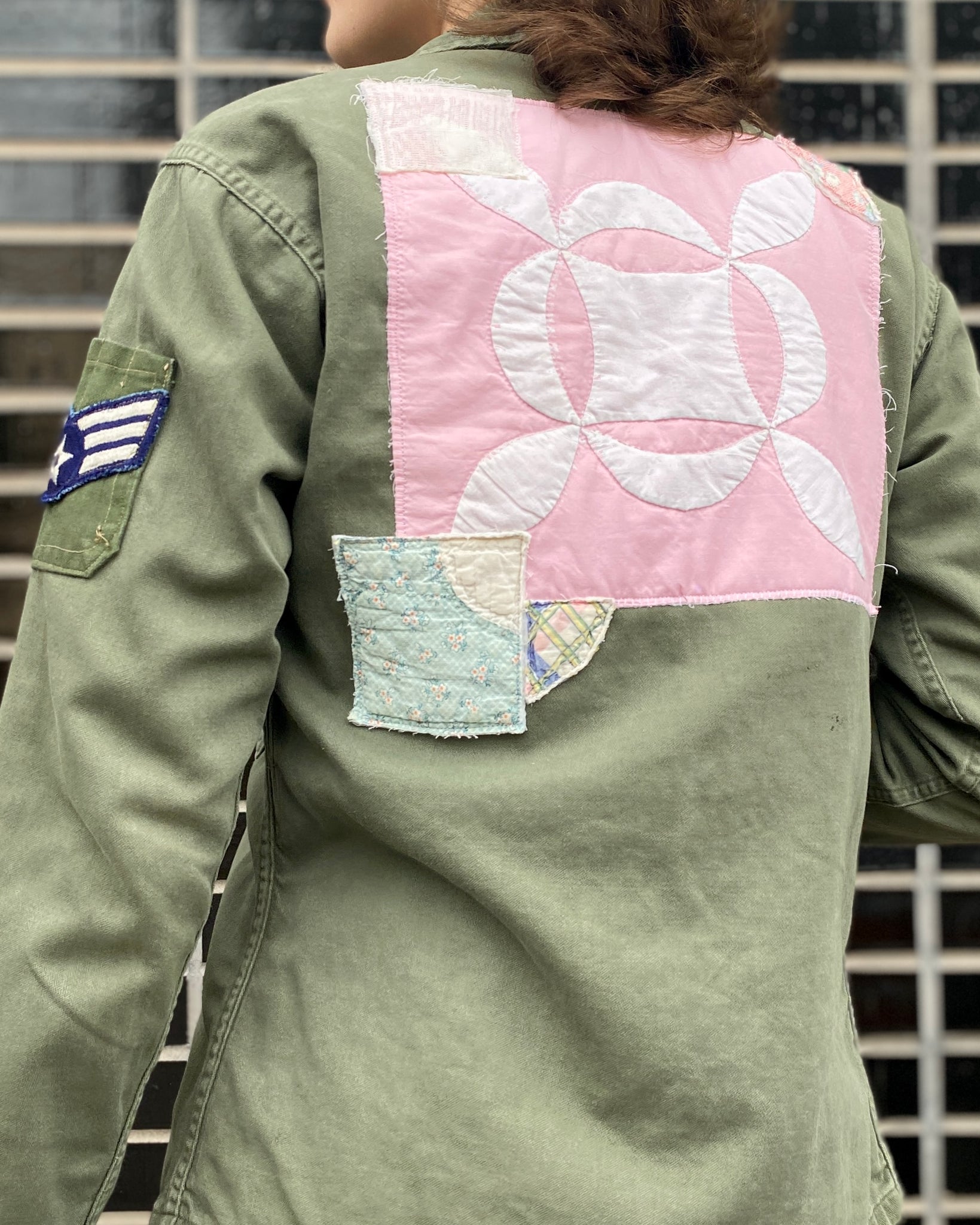 Pink Bear Patched Fatigue Jacket