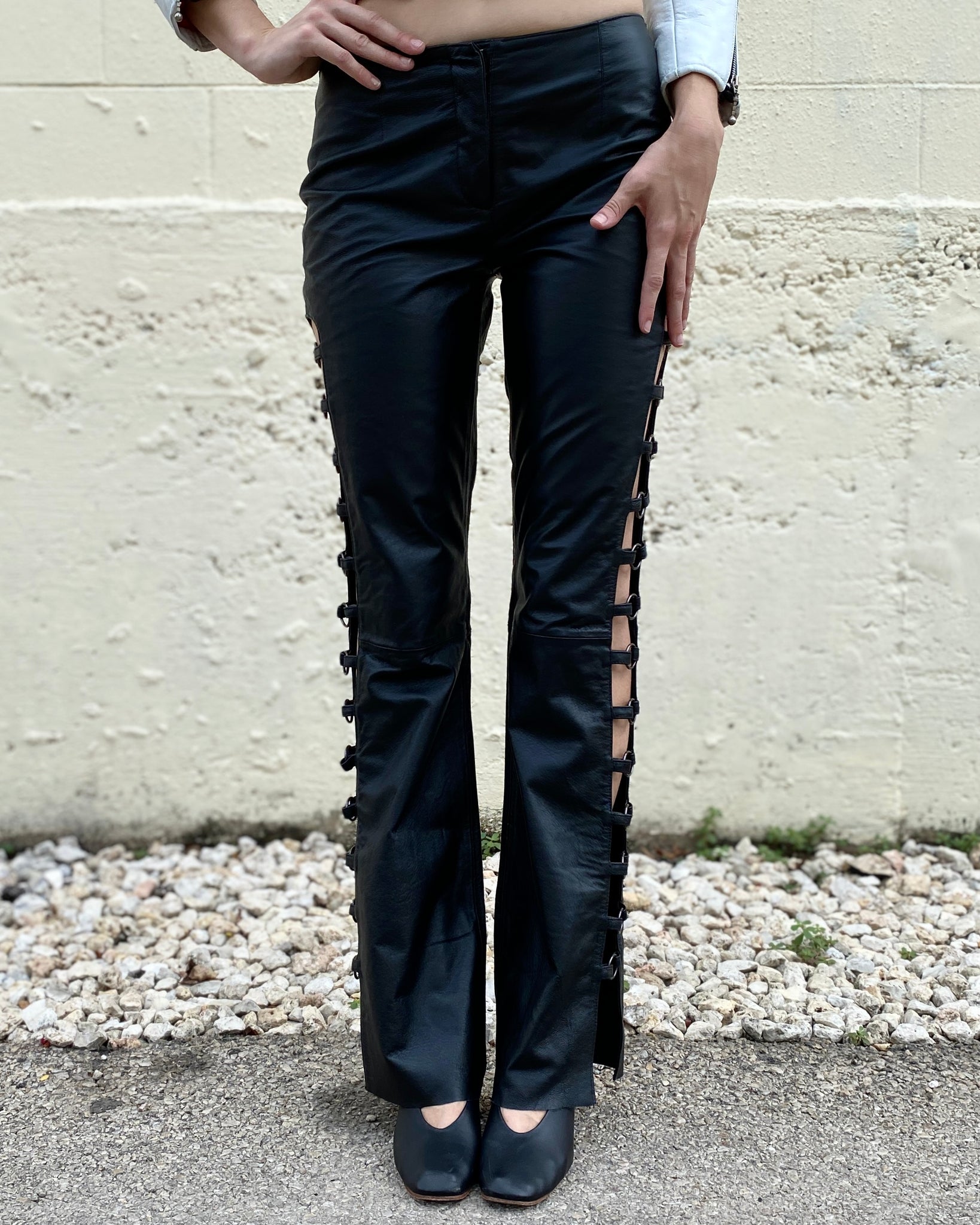 Gallowdance Cut-Out Leather Pants