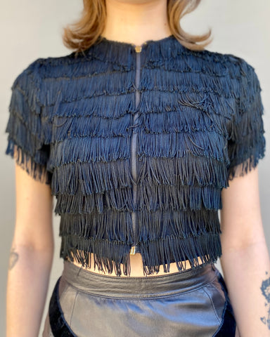 Midnight Rendezvous 40's Black Fringe Jacket