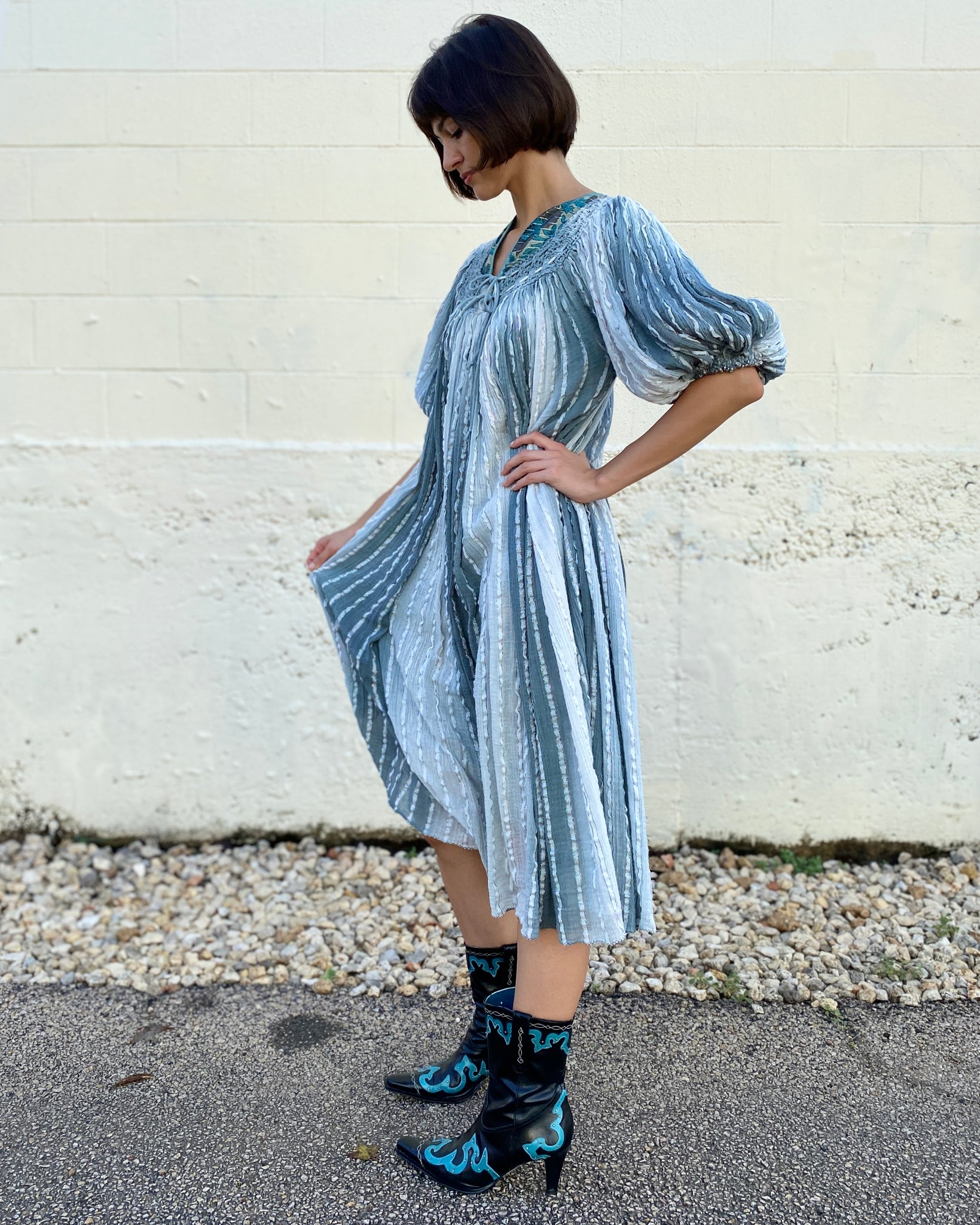 Winter Skies Grecian Gauze Dress