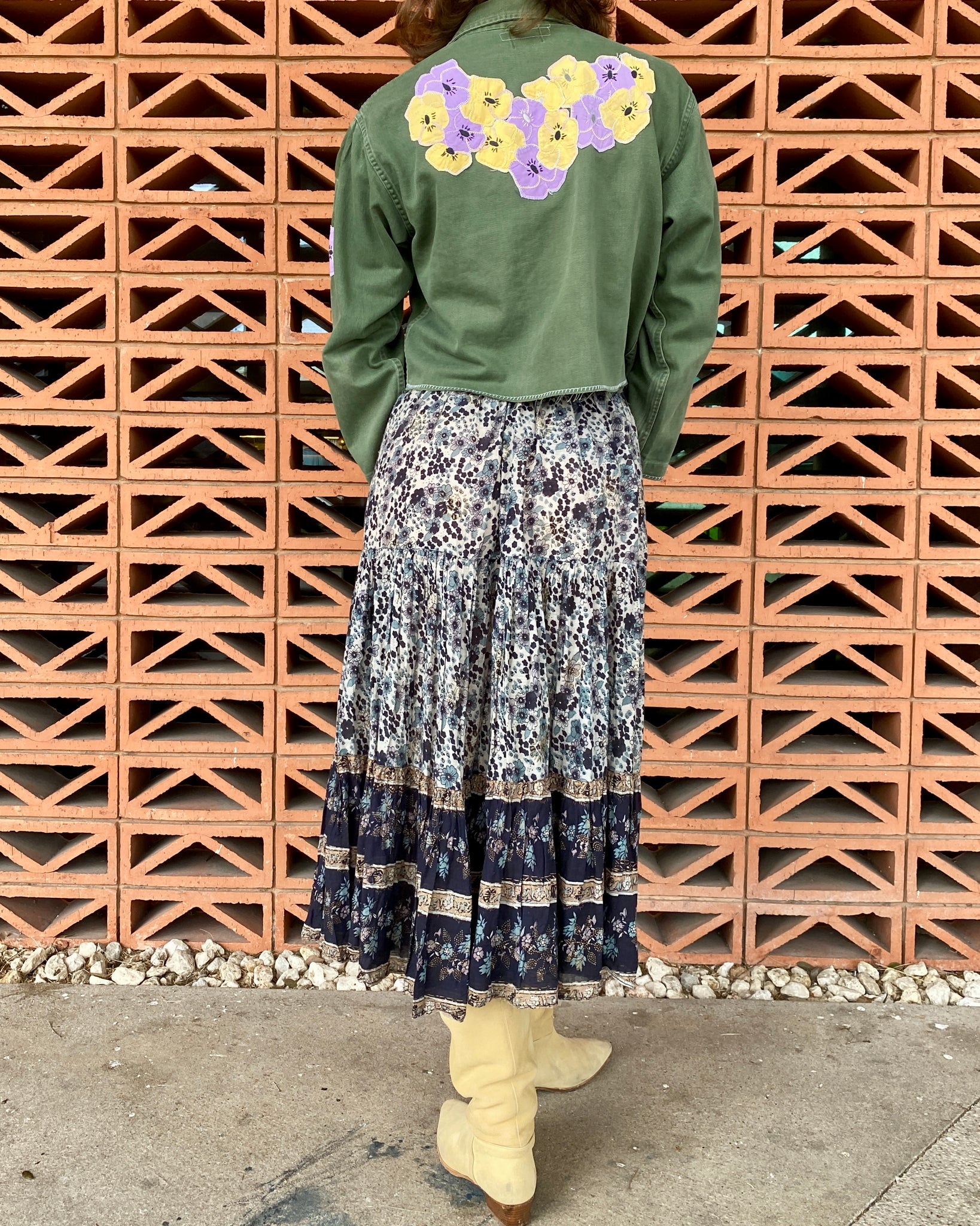 Flower Garden Cropped Fatigue Jacket