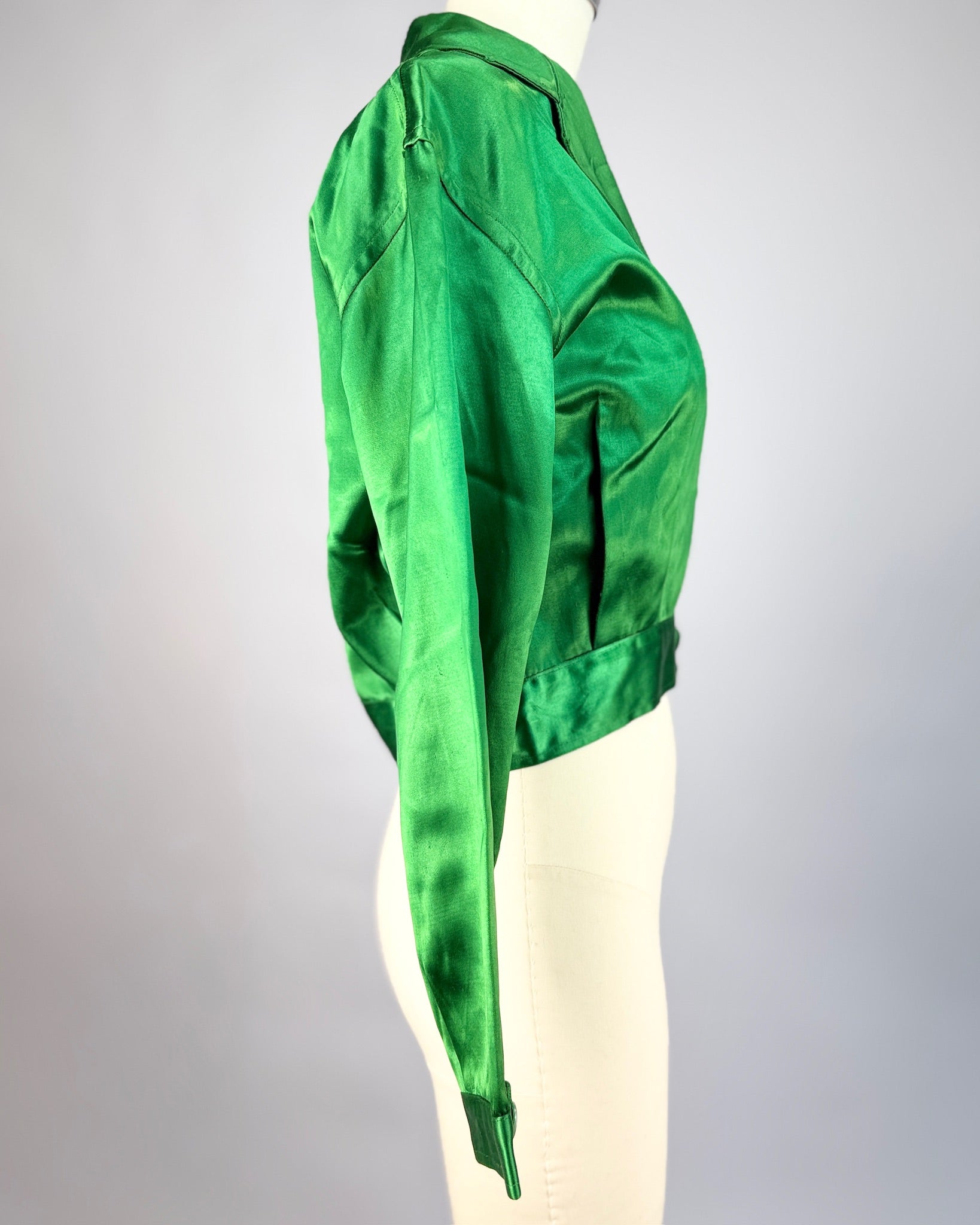50s Emerald Satin Chainstitch Jacket
