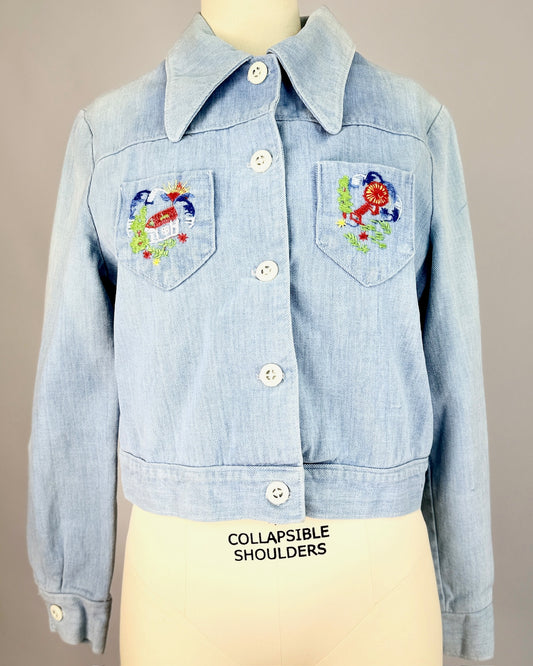70s Baby Blue Embroidered Jacket