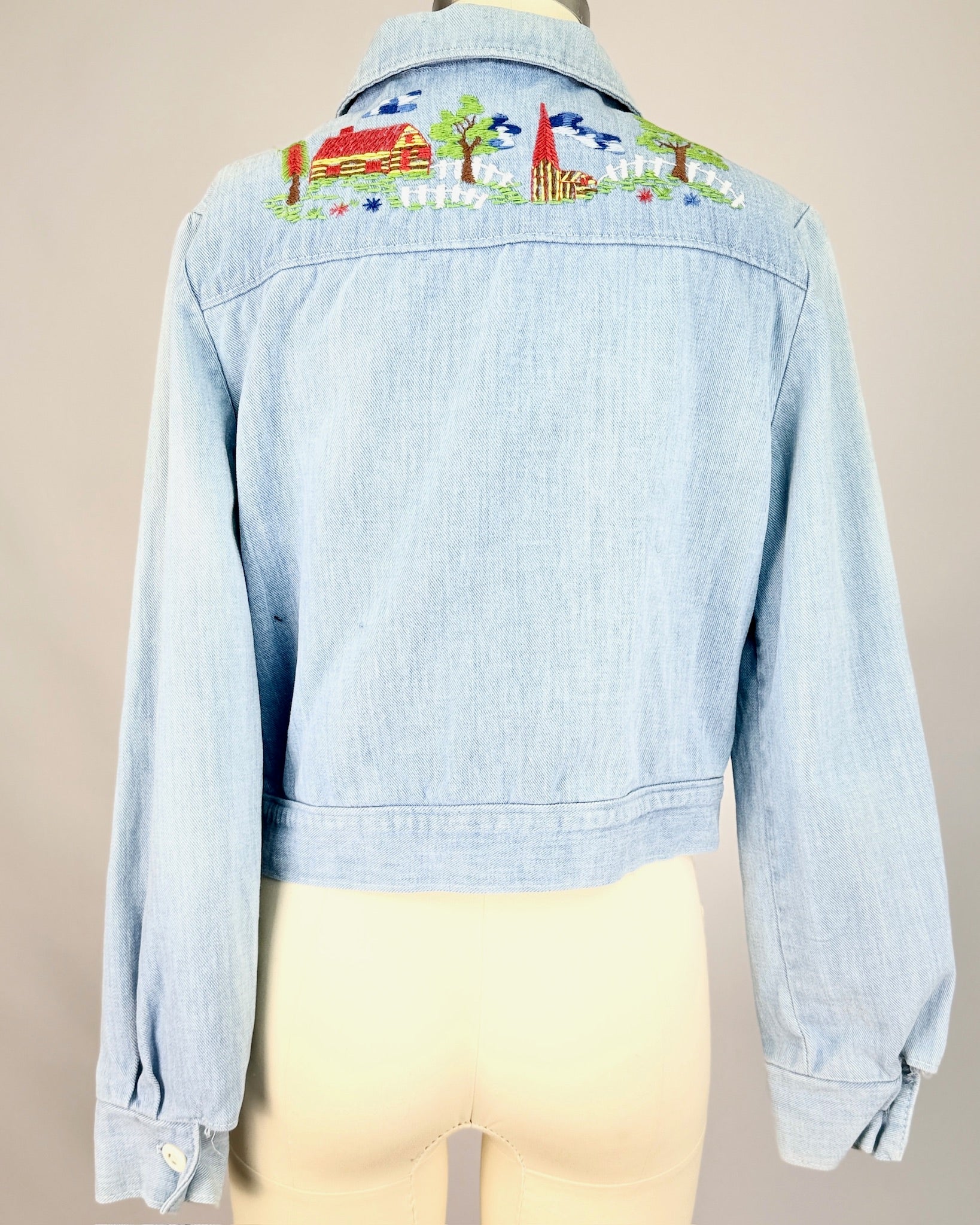 70s Baby Blue Embroidered Jacket