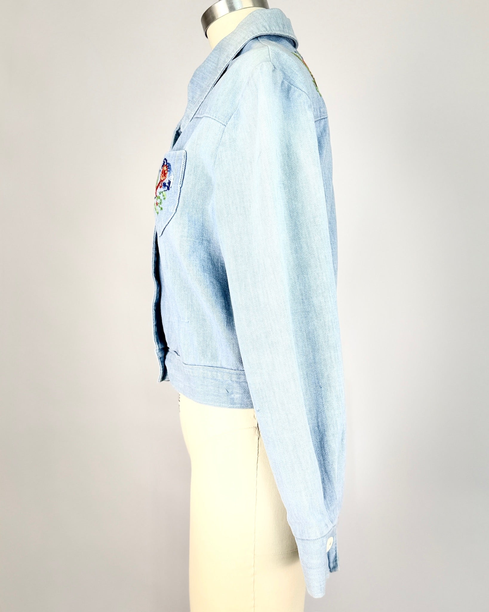 70s Baby Blue Embroidered Jacket