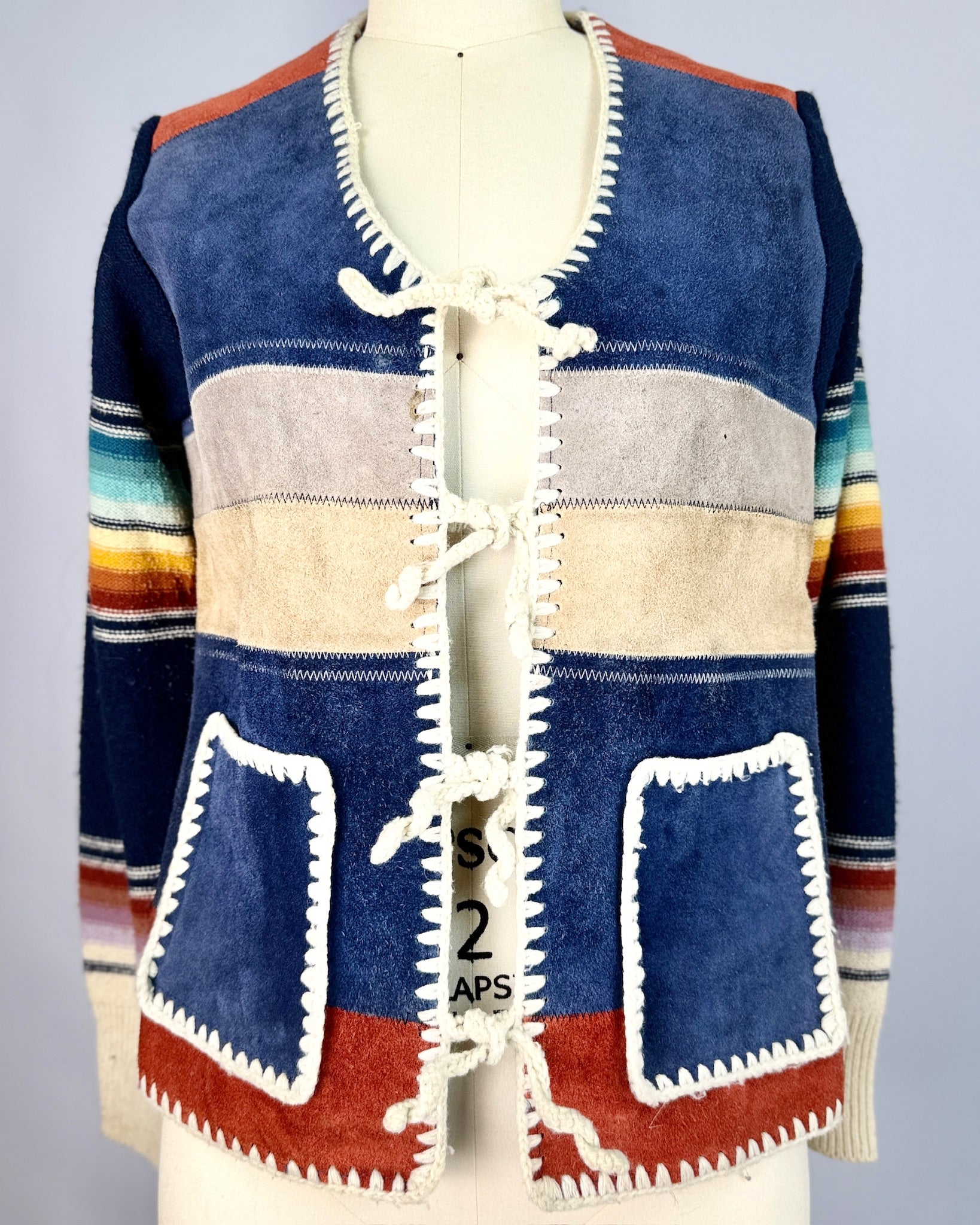 70s Striped Saltillo Suede Knit Jacket