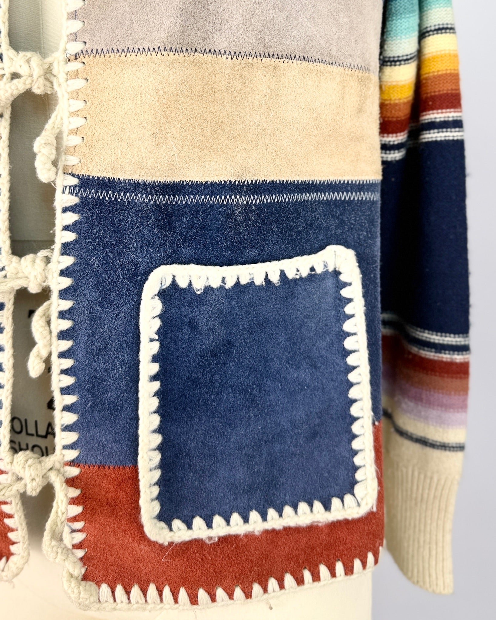 70s Striped Saltillo Suede Knit Jacket