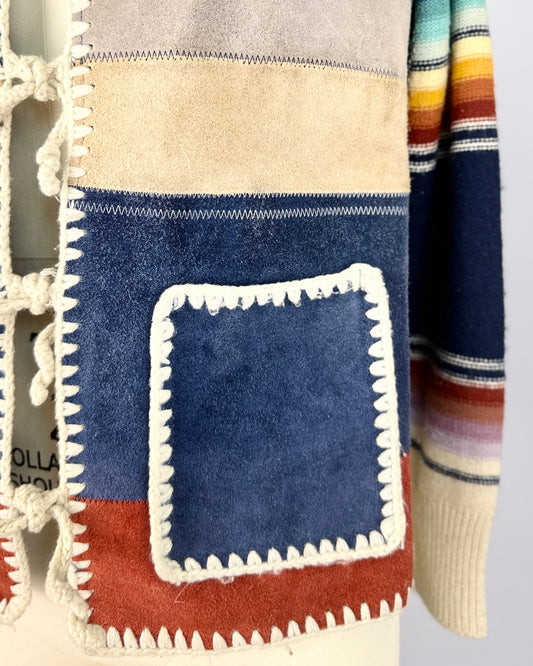 70s Striped Saltillo Suede Knit Jacket