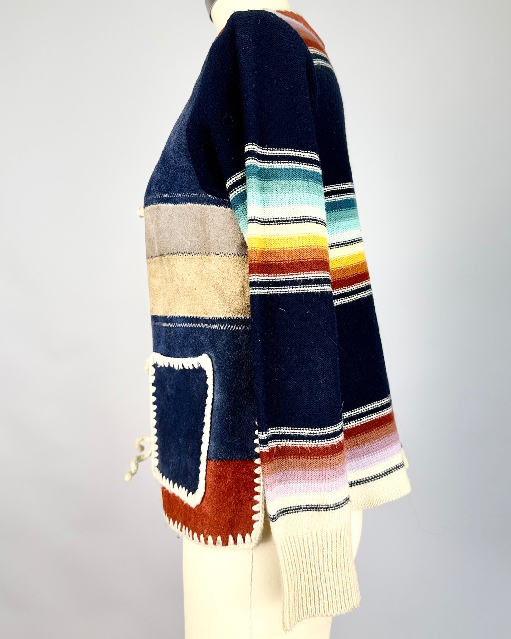 70s Striped Saltillo Suede Knit Jacket