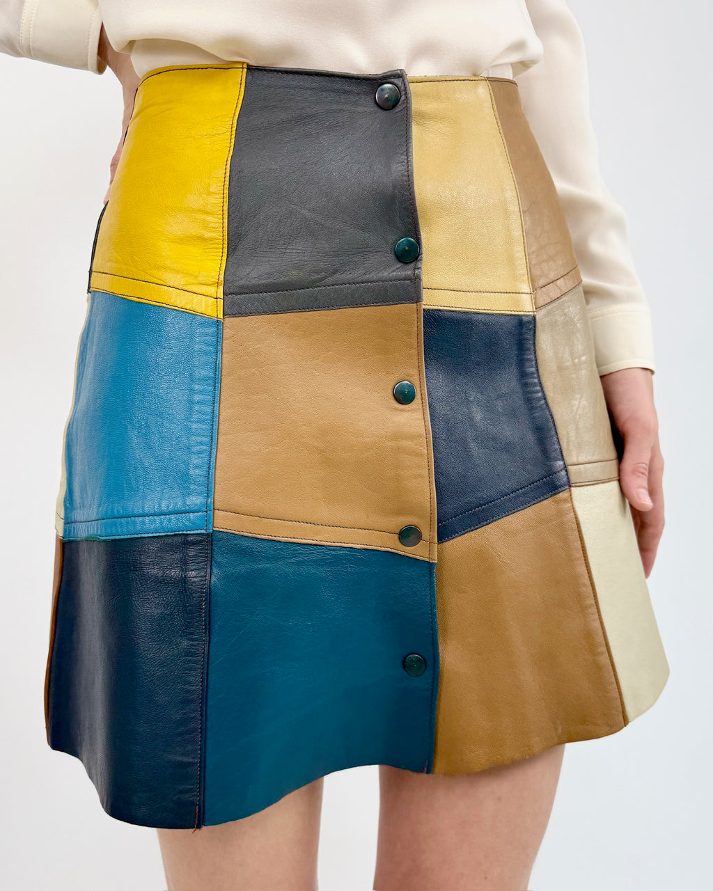 Oceanic Leather Patchwork Skirt