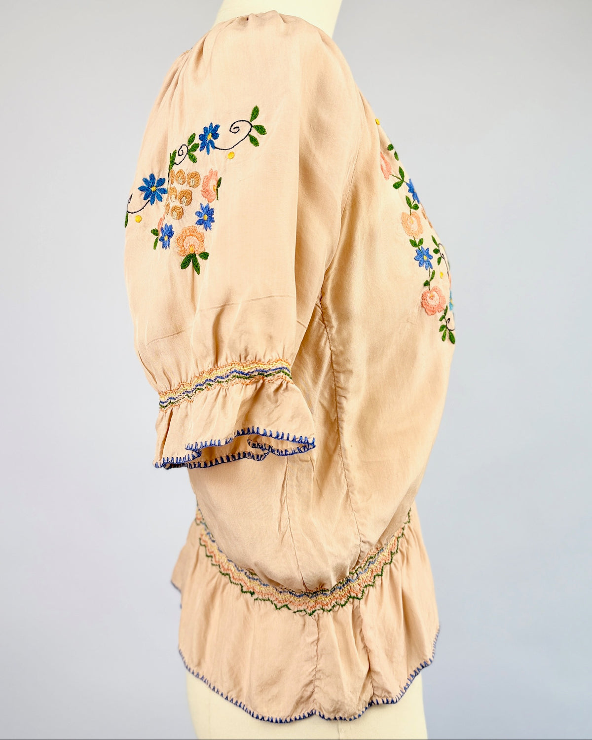 Pale Mauve Embroidered Folk Blouse