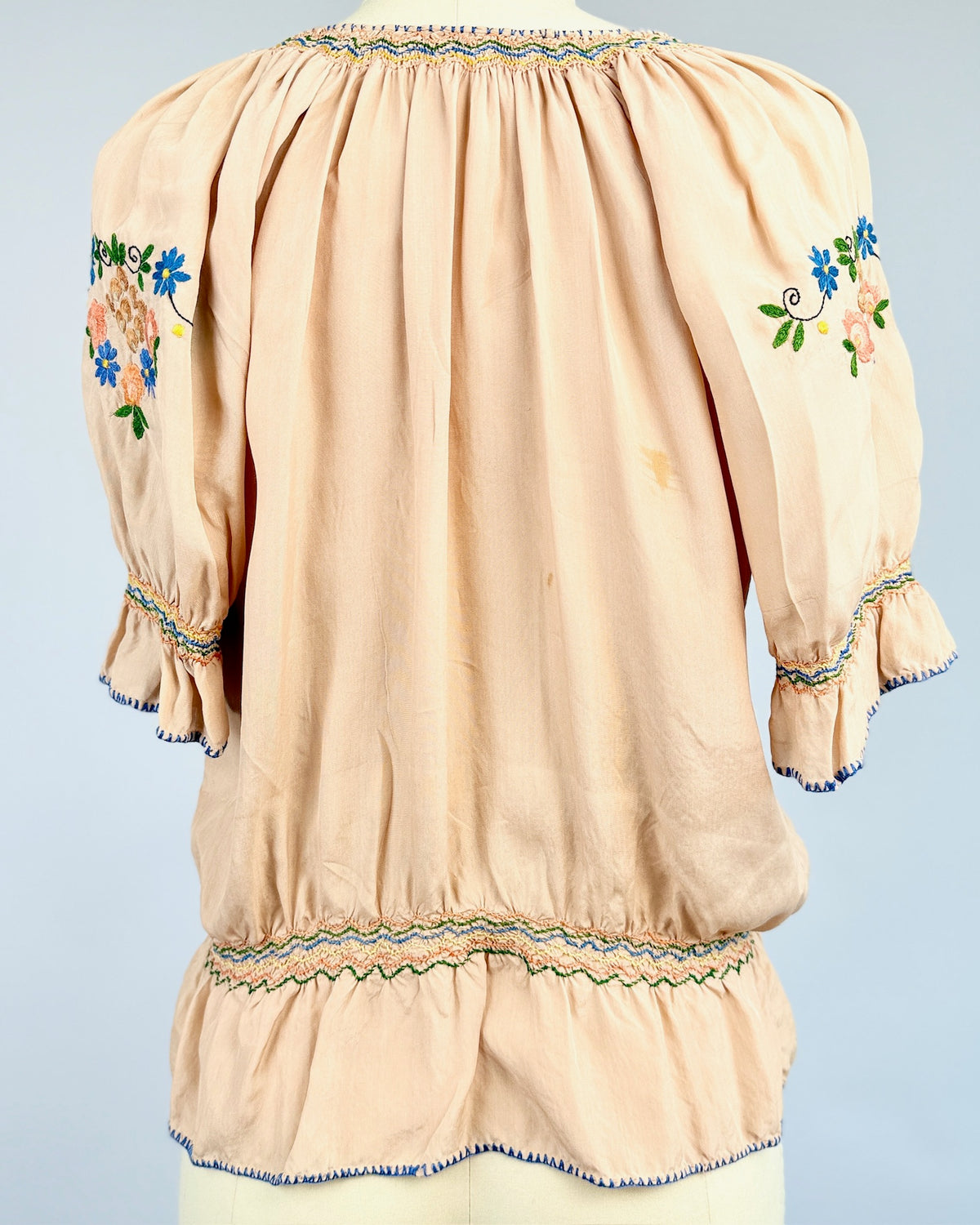 Pale Mauve Embroidered Folk Blouse