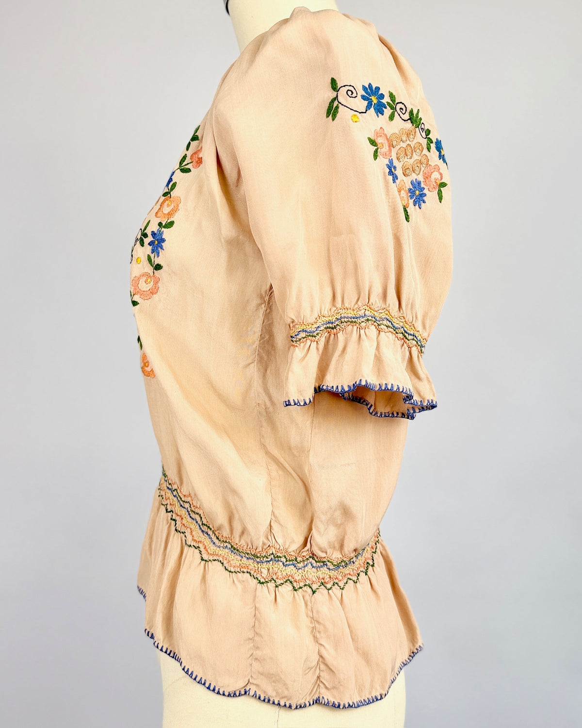 Pale Mauve Embroidered Folk Blouse
